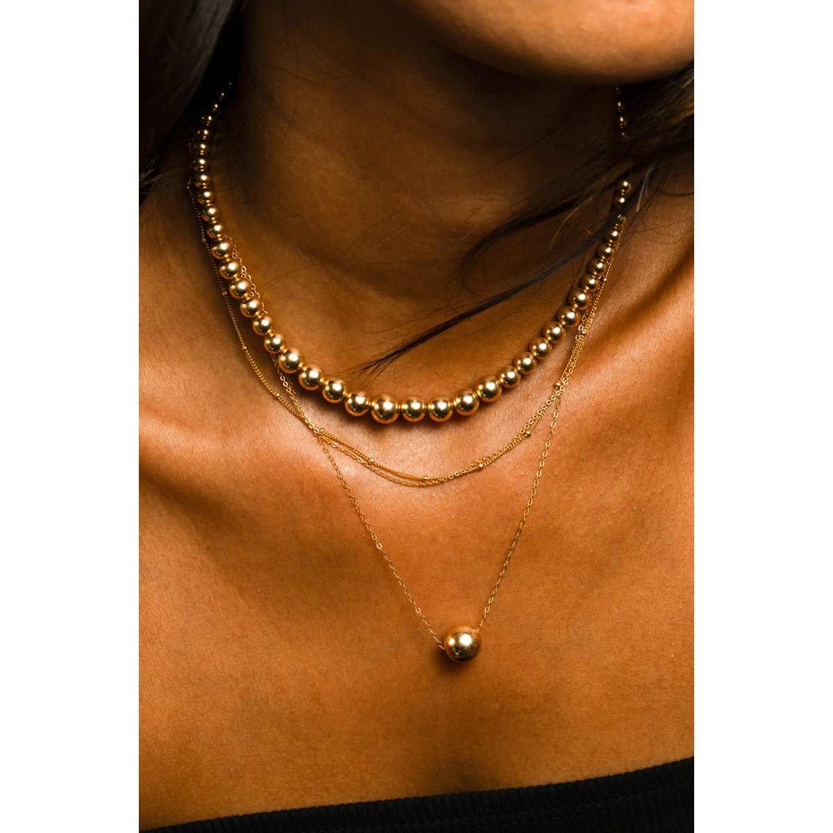 Collier double Satellite or, YAY PARIS