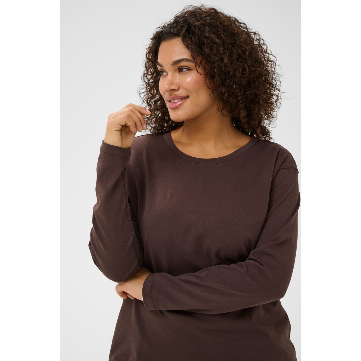 T-shirt à manches longues marron chocolate brown, KAFFE CURVE