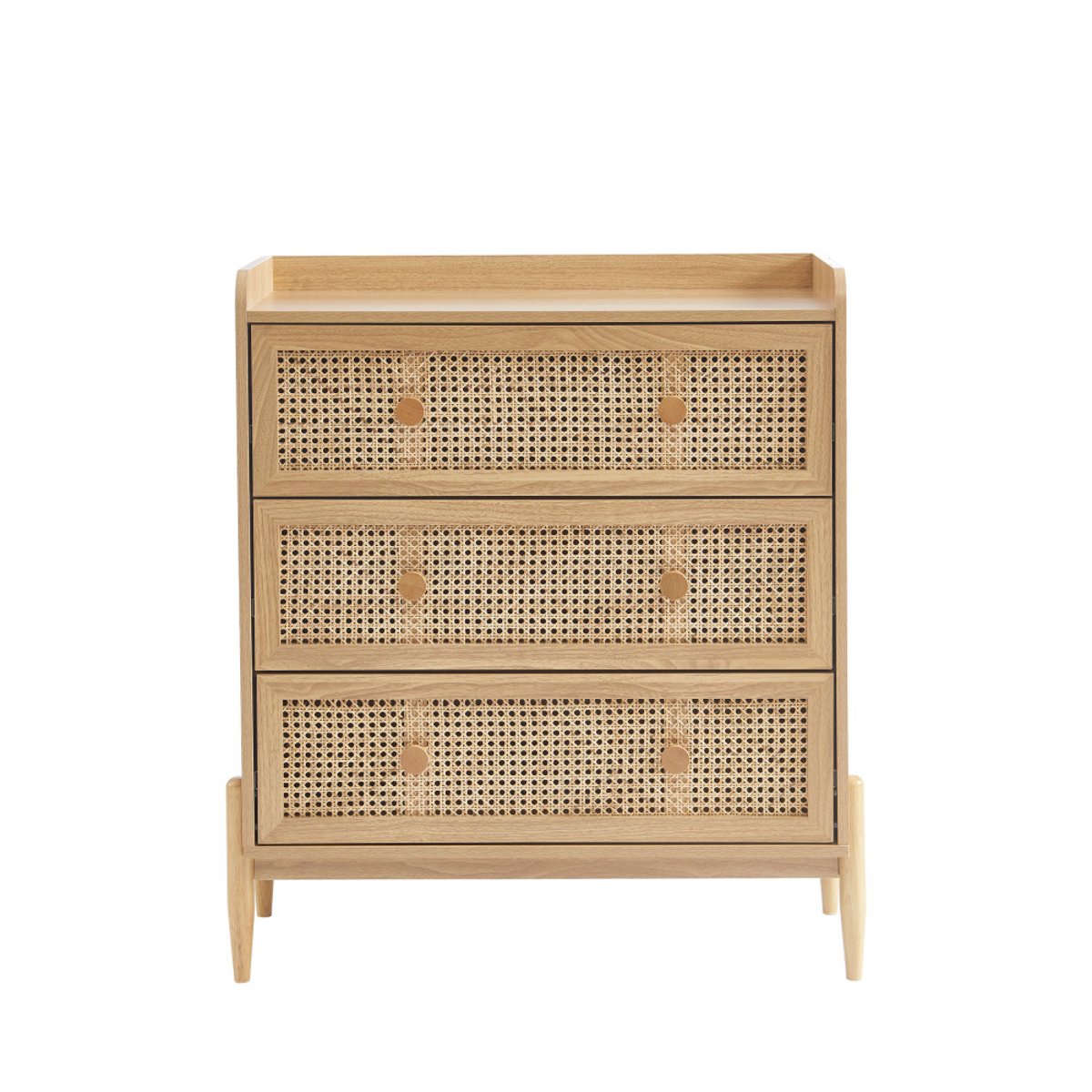 Commode enfant 3 tiroirs en bois et cannage 80cm- LILOU bois clair, DRAWER