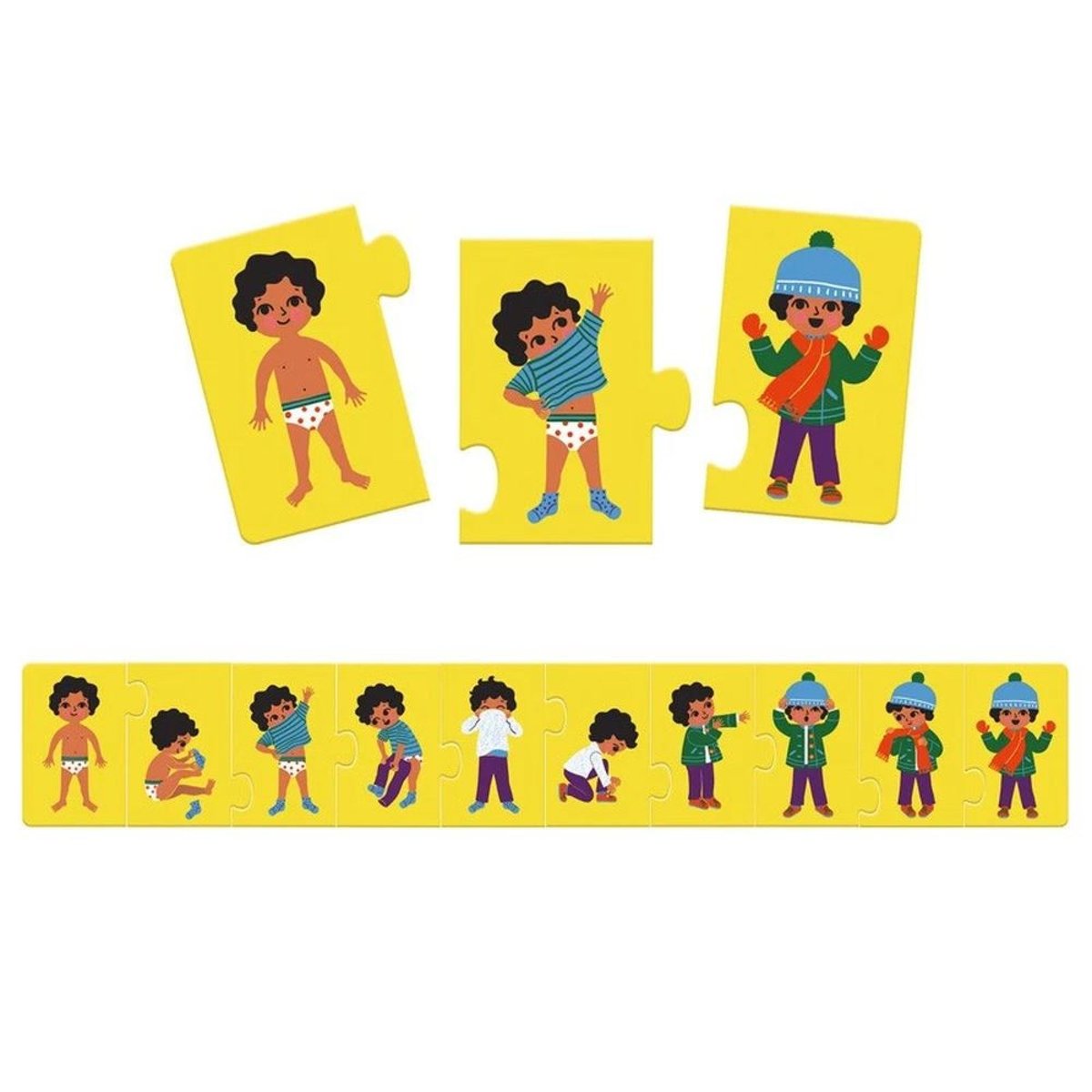 Puzzle frise Je m'habille jaune, DJECO