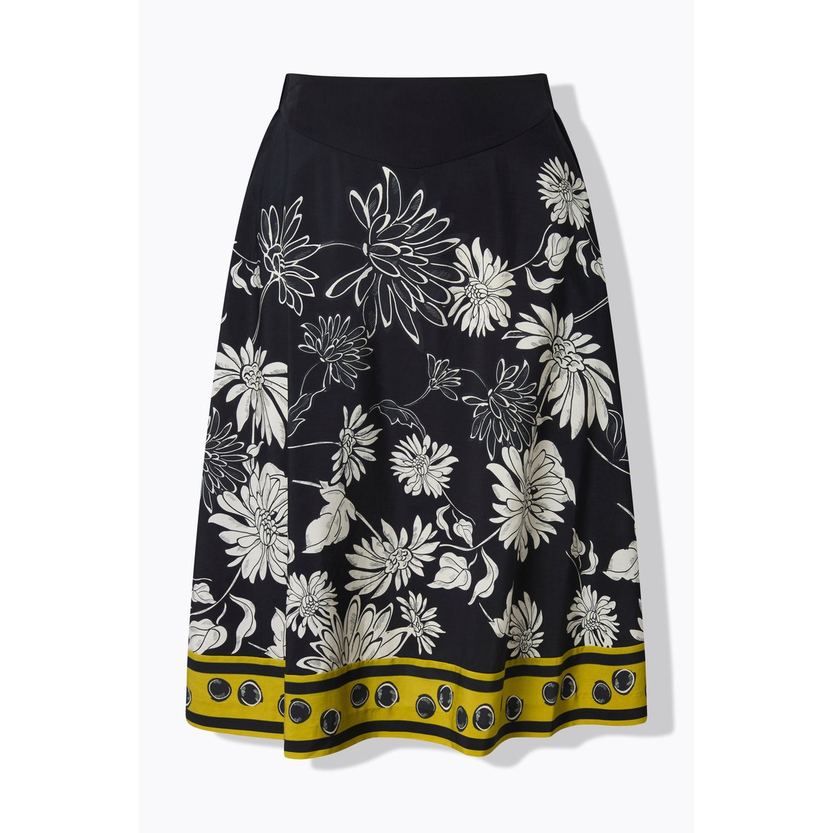 Jupe midi en Lyocell, motif à fleurs noir, ULLA POPKEN