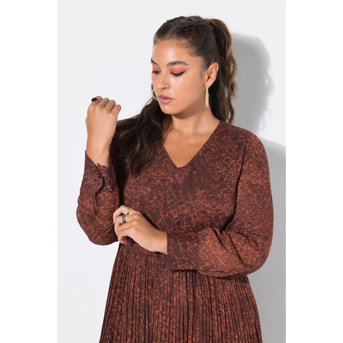 Robe coupe ample, imprimé crocodile marron, STUDIO UNTOLD