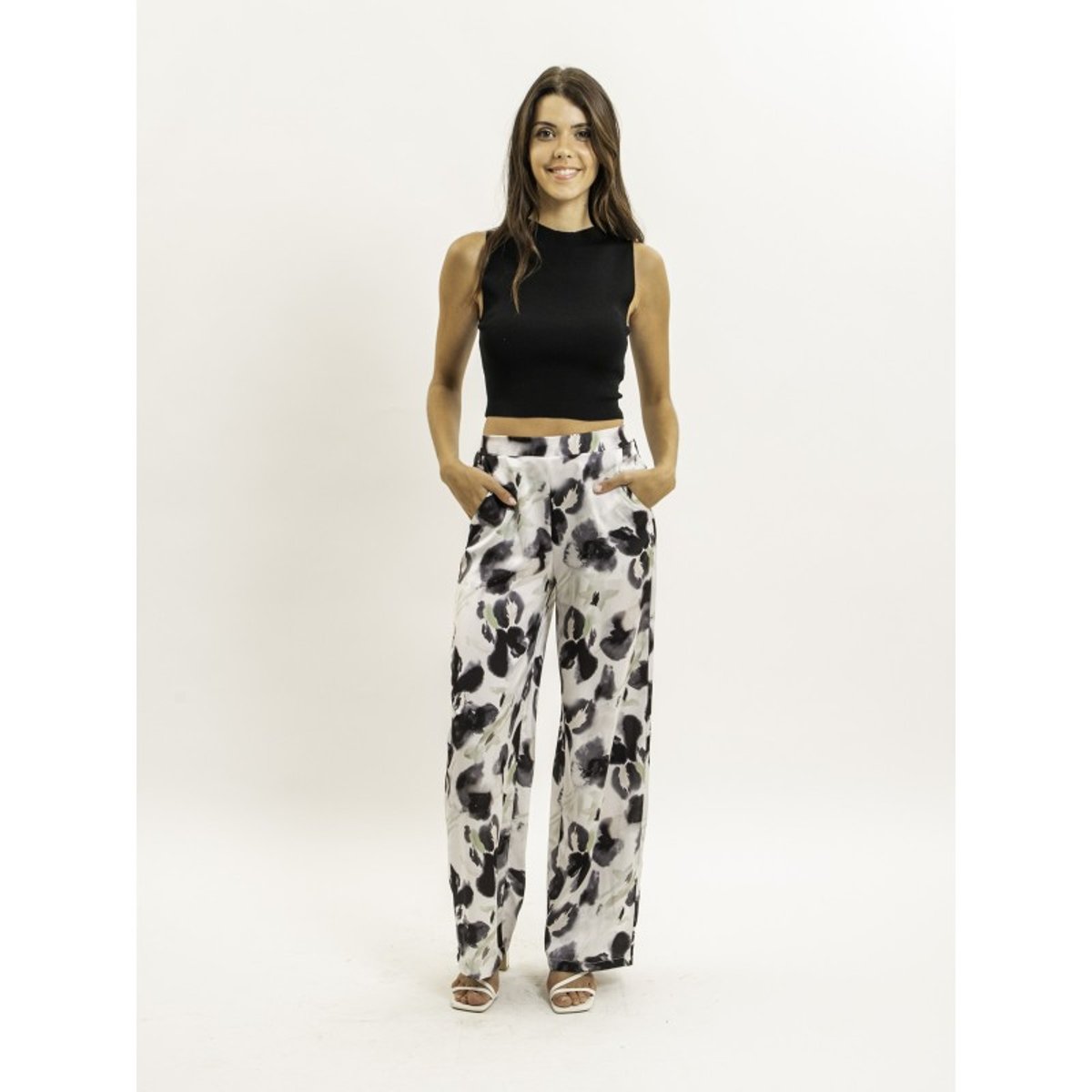 Pantalon Fluide Motifs Everly ecru, DONA LISA