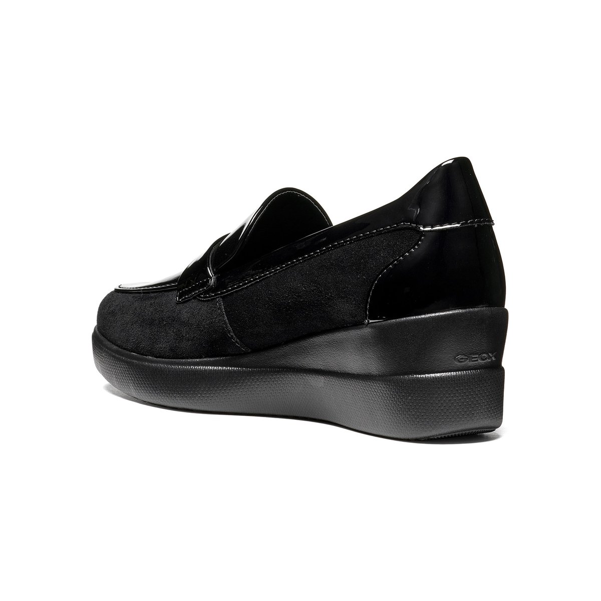 Mocassins compensés vernis, STARDUST noir, GEOX