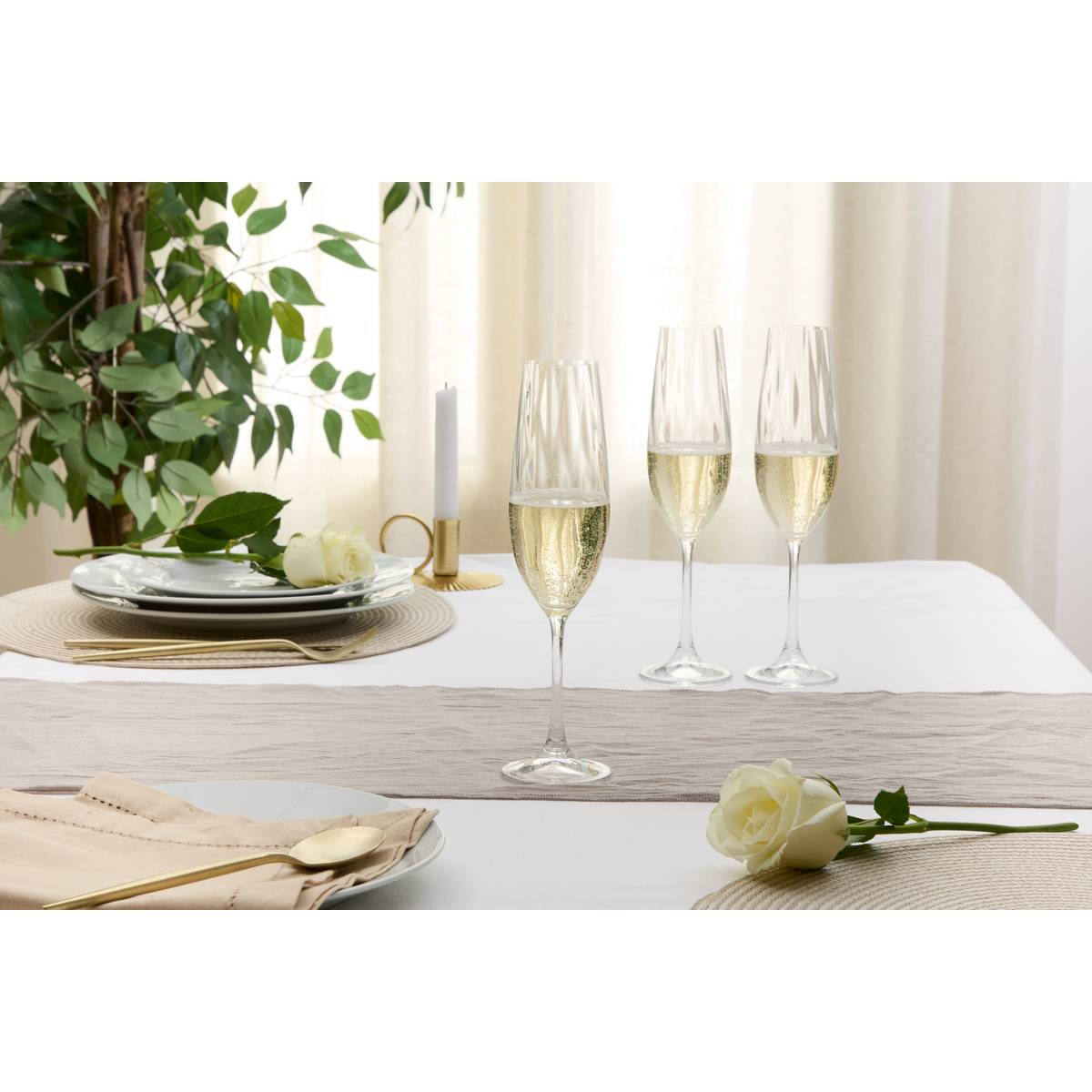 Lot de 6 flûtes à champagne en Cristallin NEVA transparent, ATMOSPHERA