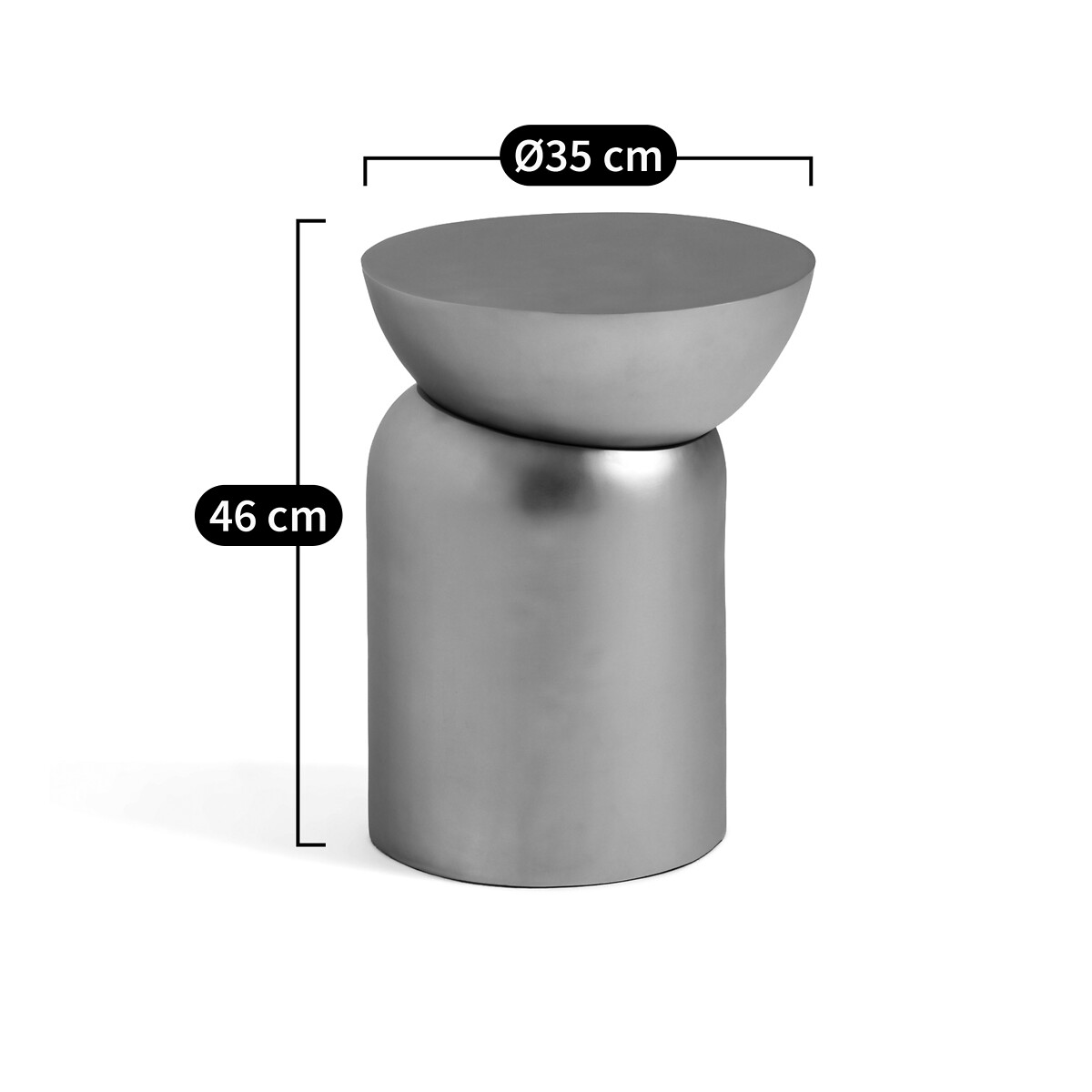 Bout de canapé fonte aluminium, Fraulino aluminium satiné, AM.PM