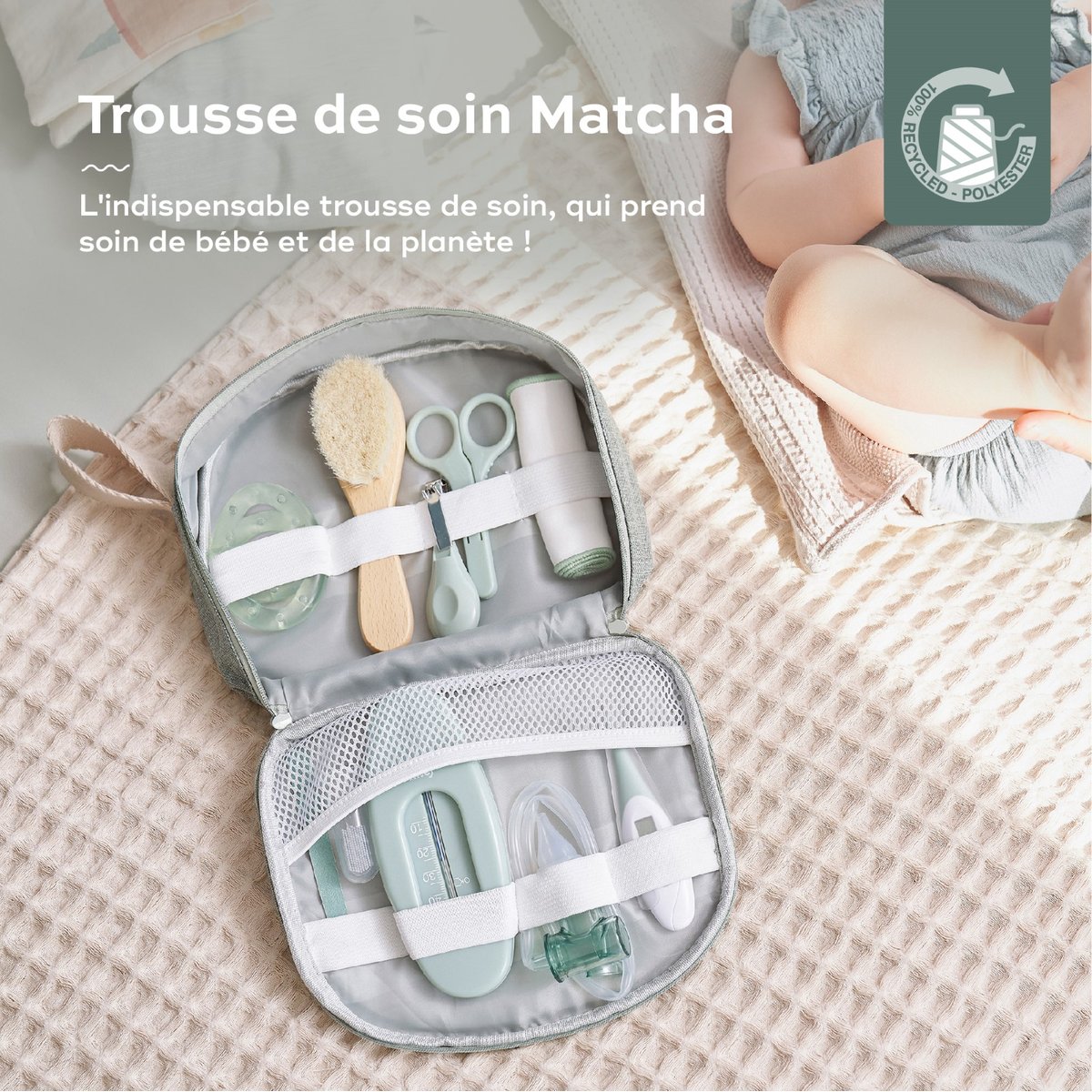 Trousse de Soin Bébé 10 Accessoires, Matcha vert, BABYMOOV