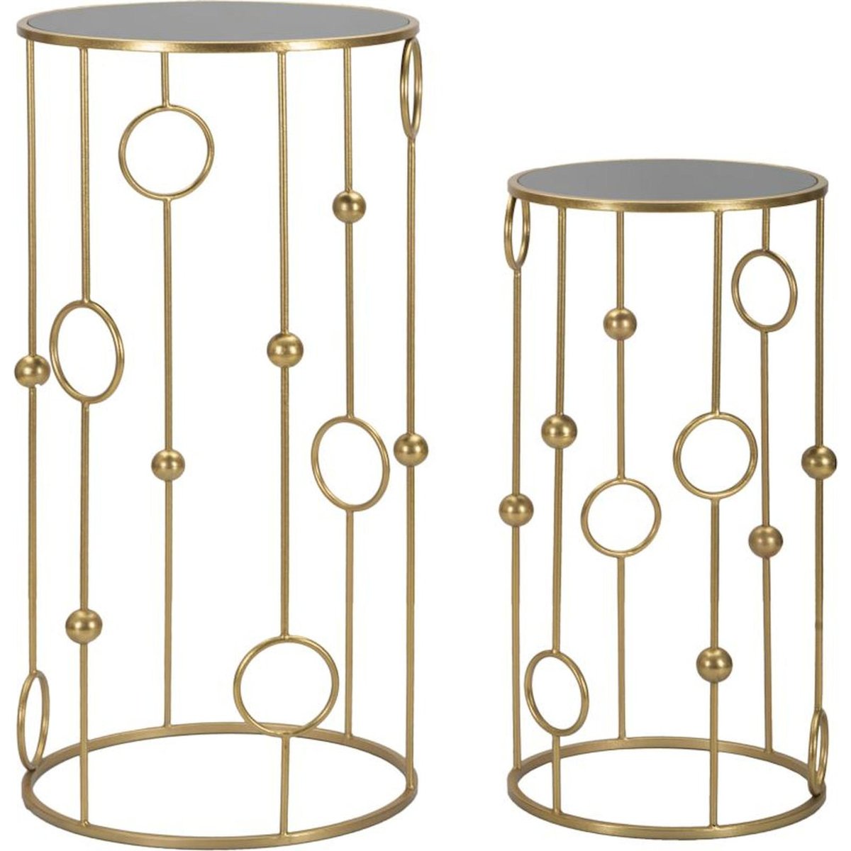 Lot de 2 tables plateau miroir GLAM doré et miroir fumé, RECOLLECTION