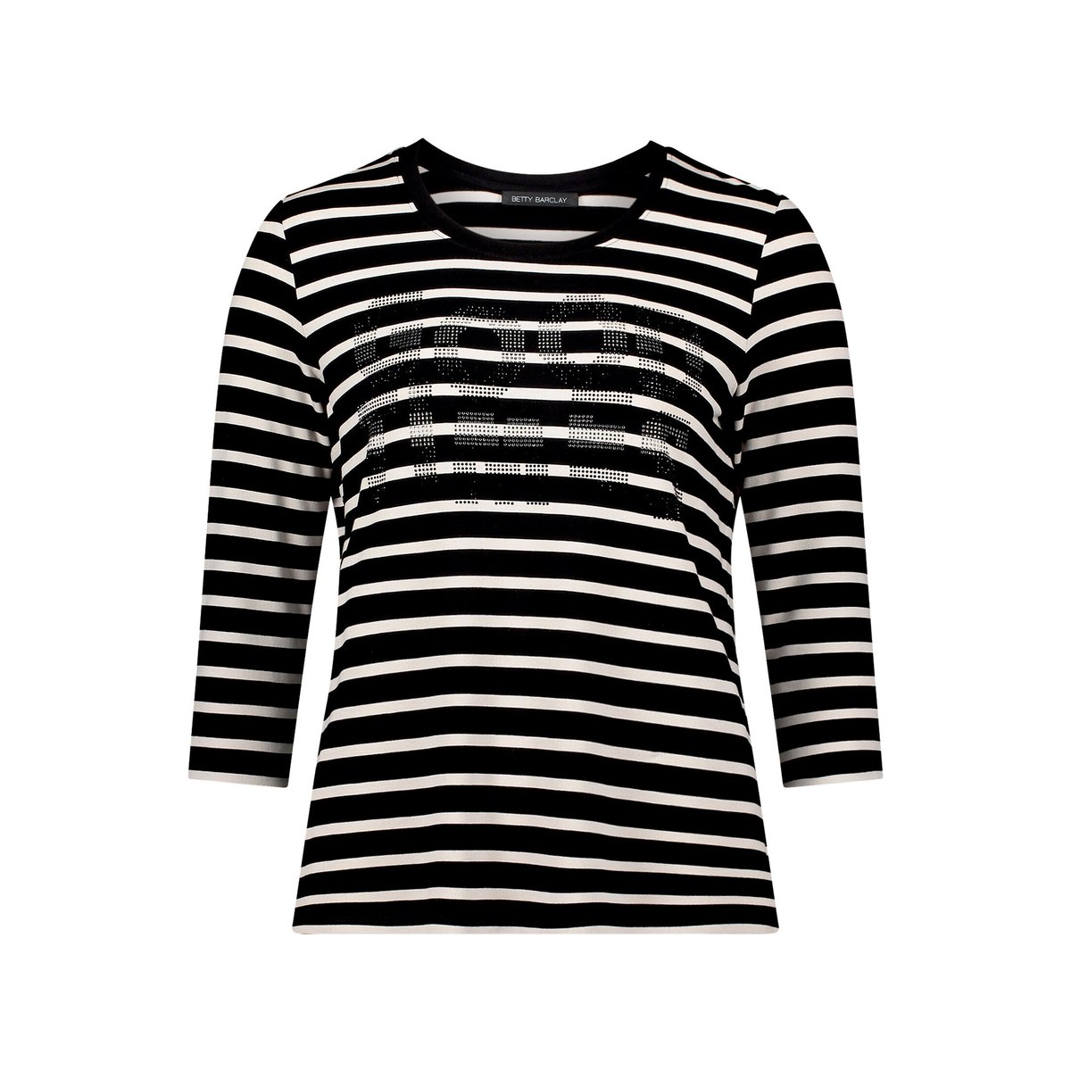 T-shirt à rainures à pierres fantaisie noir/beige, BETTY BARCLAY