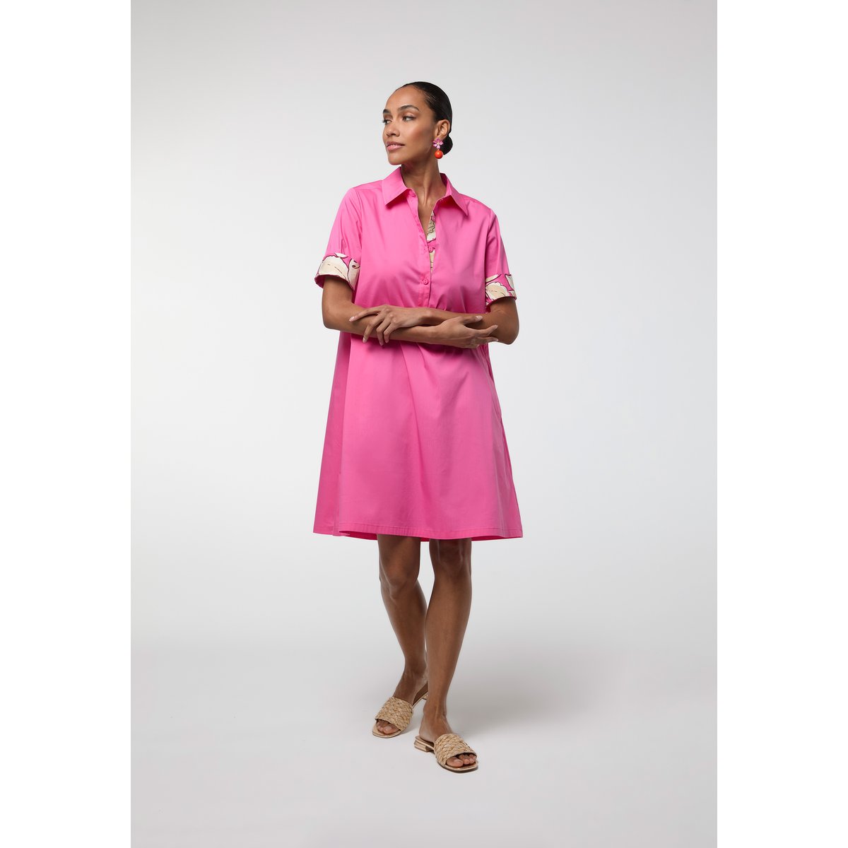 Robe chemise courte à boutons fuschia, LOLA CASADEMUNT