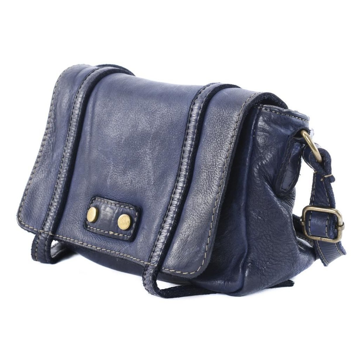 Sac à main en cuir lisse italien MELBOURNE bleu foncé, OH MY BAG