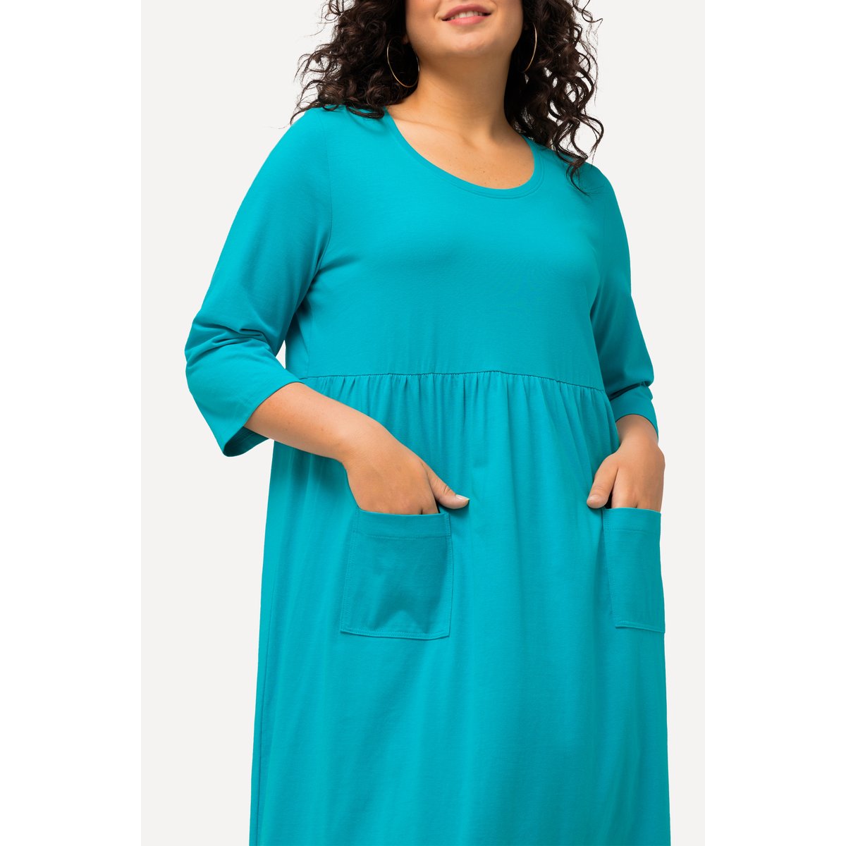 Robe en jersey, silhouette en A aqua foncé, ULLA POPKEN