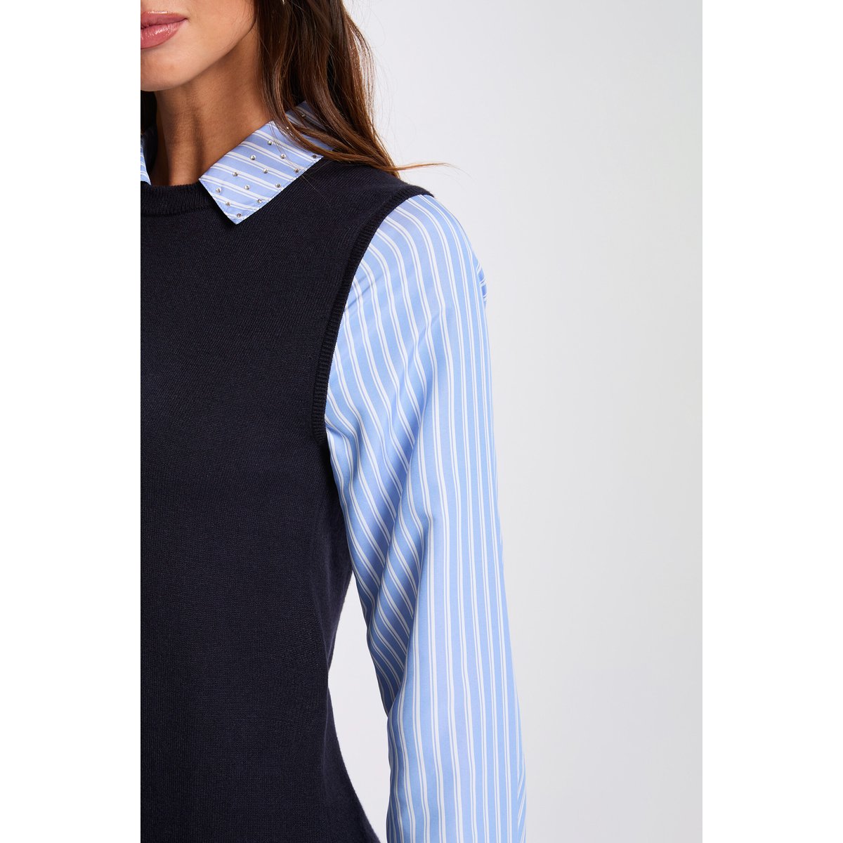 Robe courte cintrée bleu marine, MORGAN