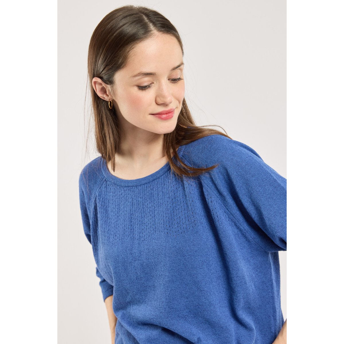 Pull léger Rosie en lin et coton navy blue, TERRE & MER