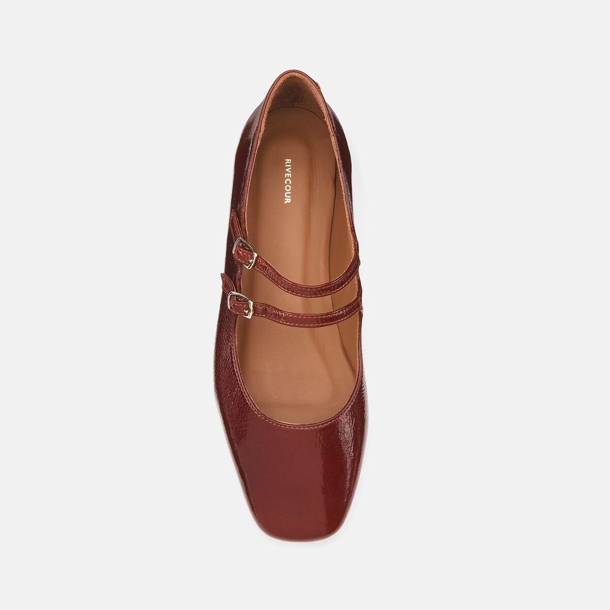 Ballerines babies en cuir n°128 cognac, RIVECOUR