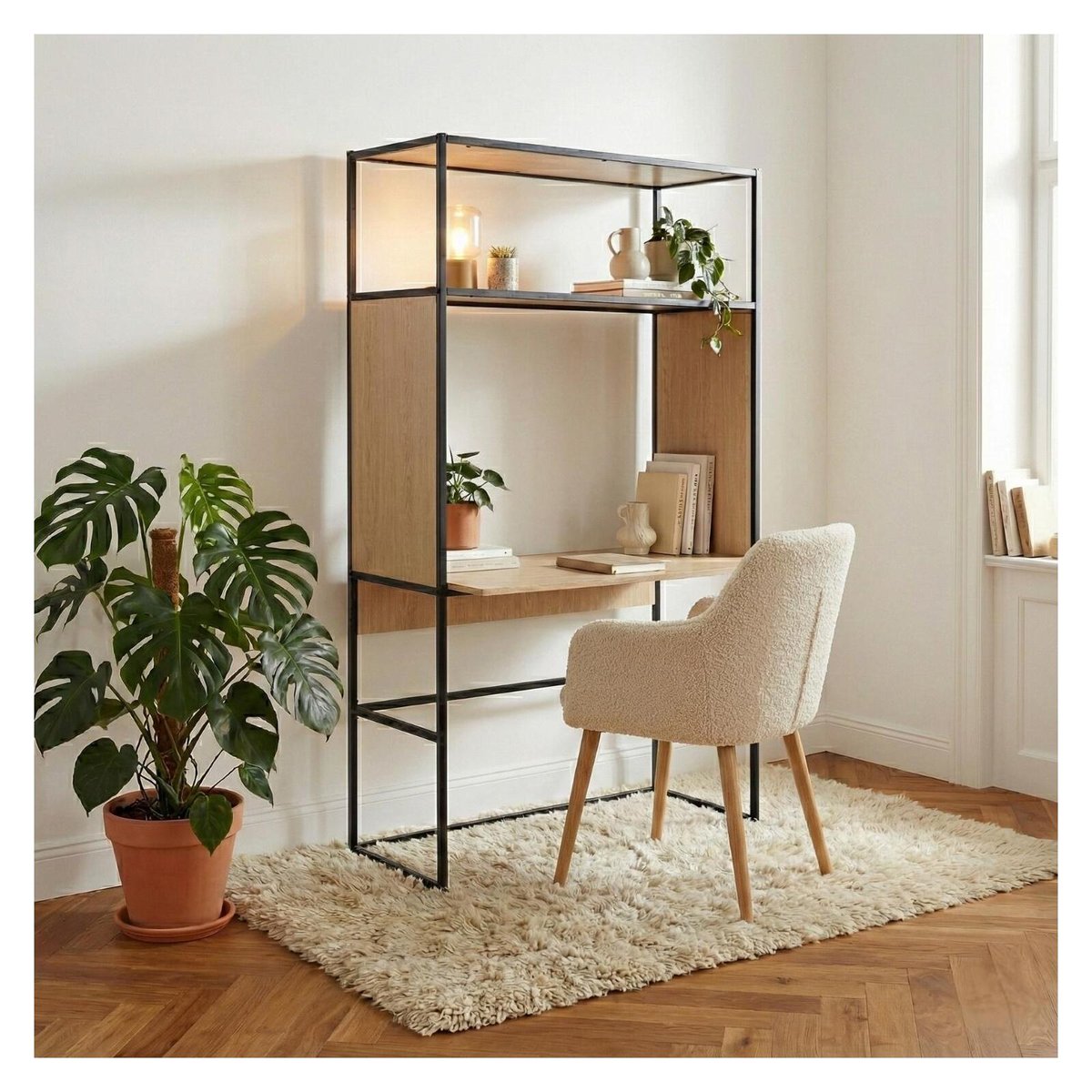 Portant vêtements et bureau bois métal gris OSLO gris anthracite, MOB IN