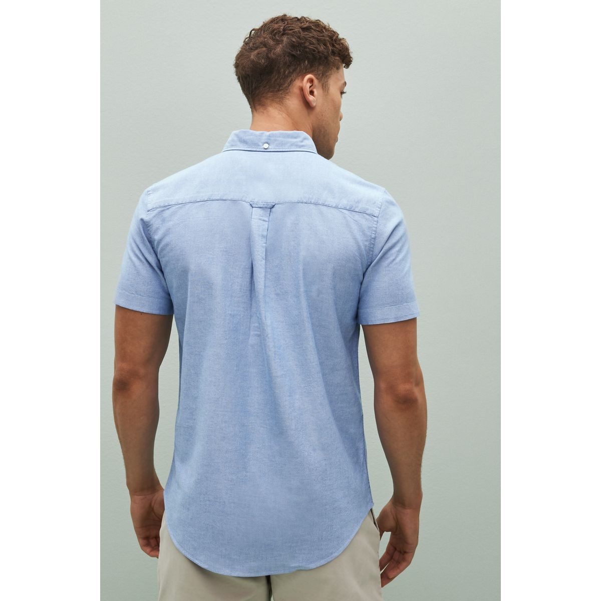 Chemise oxford à manches courtes-avec cerf bleu clair, NEXT