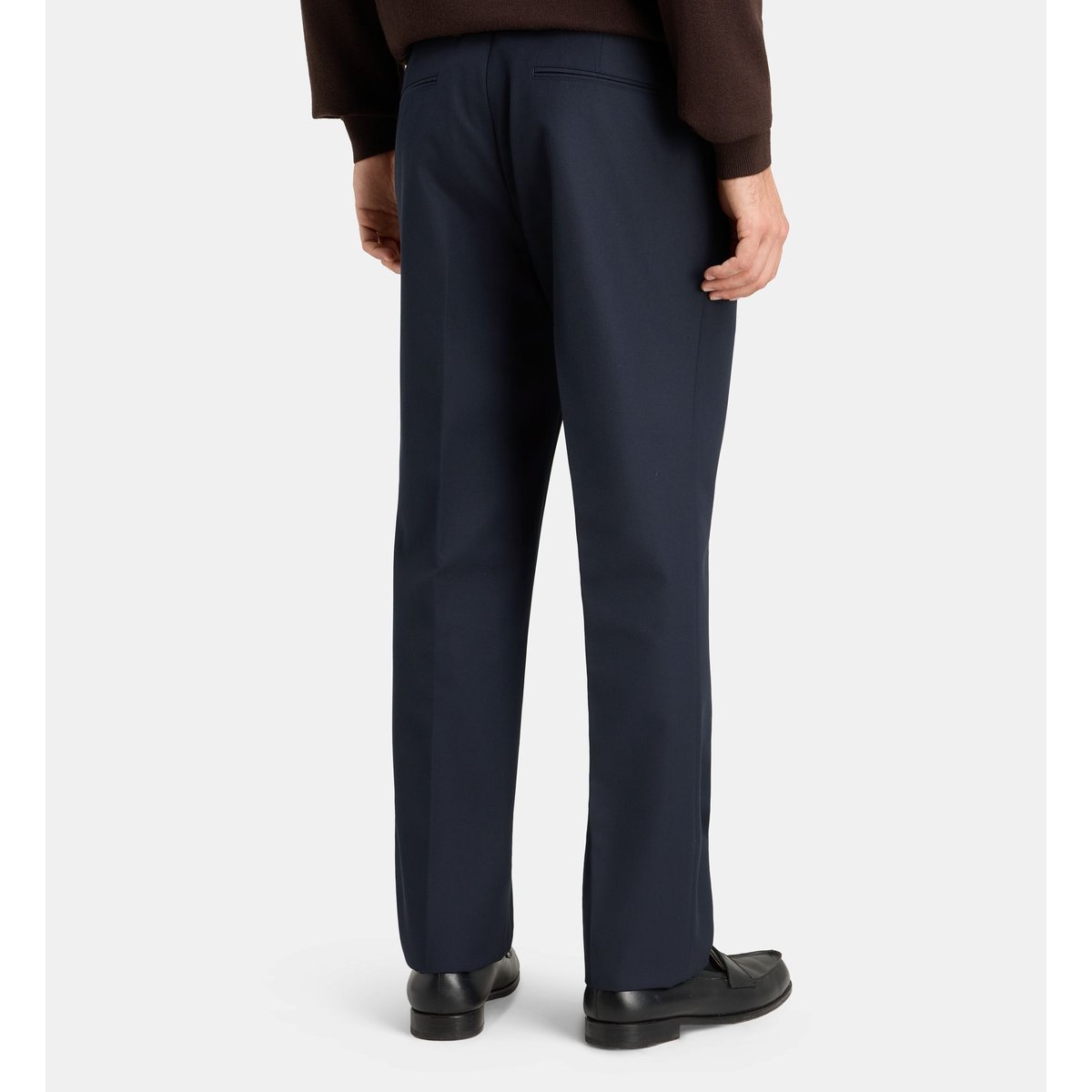 Pantalon de costume ajusté barmand en coton et laine bleu marine foncé, COMPTOIR GL