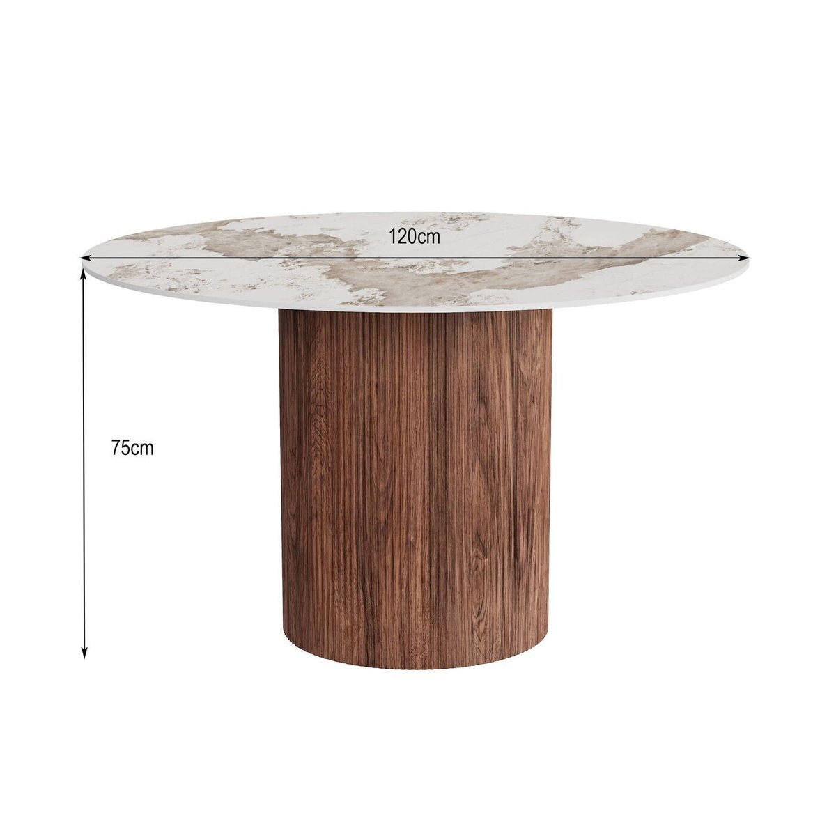 Table ronde plateau en grès, RUBEN marron, KARE DESIGN