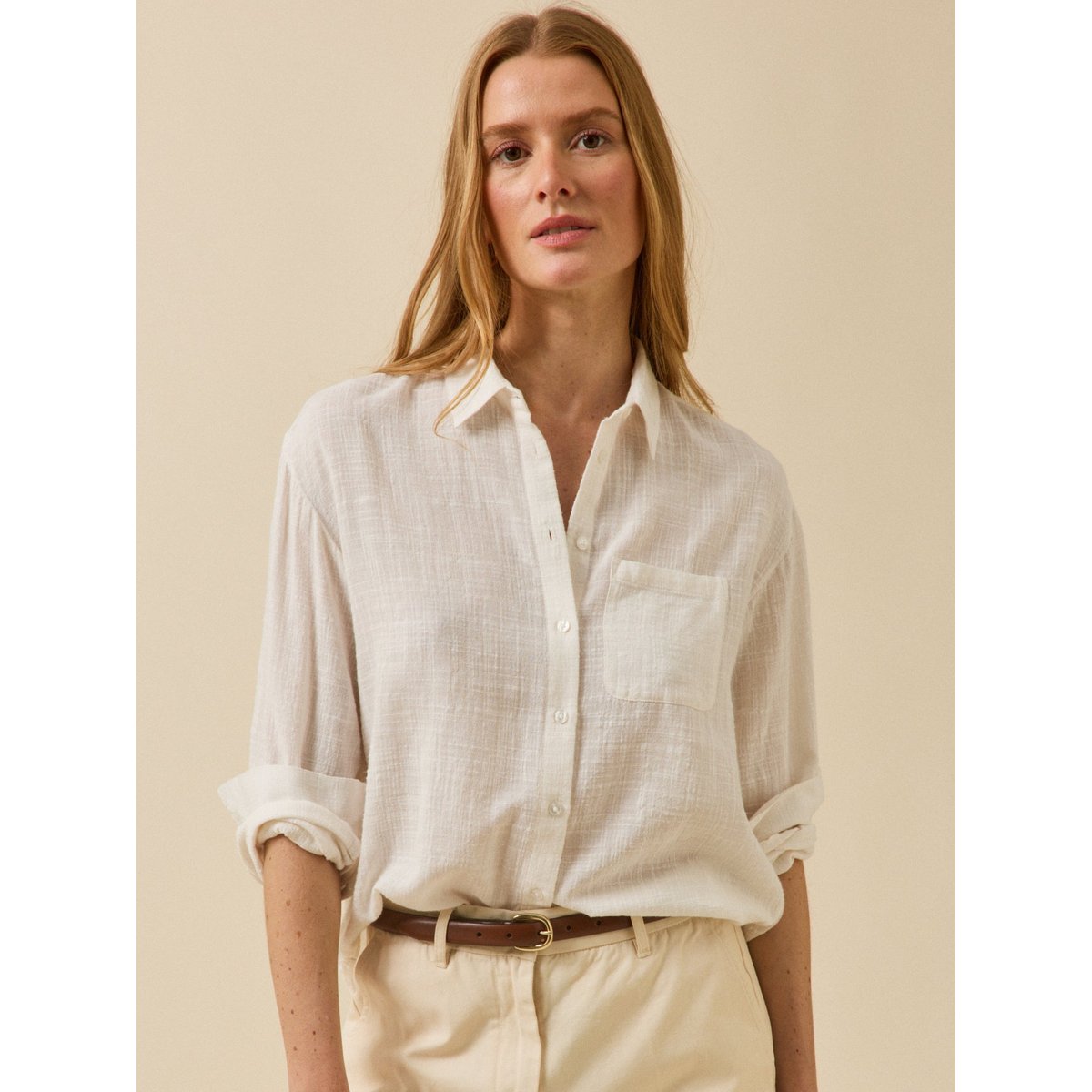 Chemise crépon - Coupe Gaby ecru, CYRILLUS