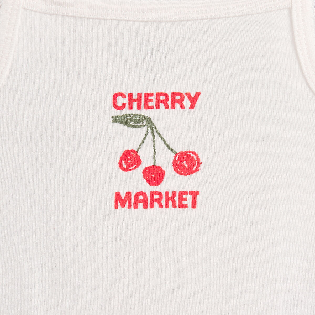 Pack of 5 Cherry/Striped Print Cotton Shoestring Strap Bodysuits white + blue + grey, LA REDOUTE COLLECTIONS