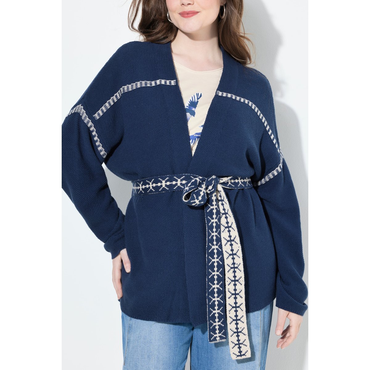 Cardigan oversize à manches longues bleu encre, ULLA POPKEN