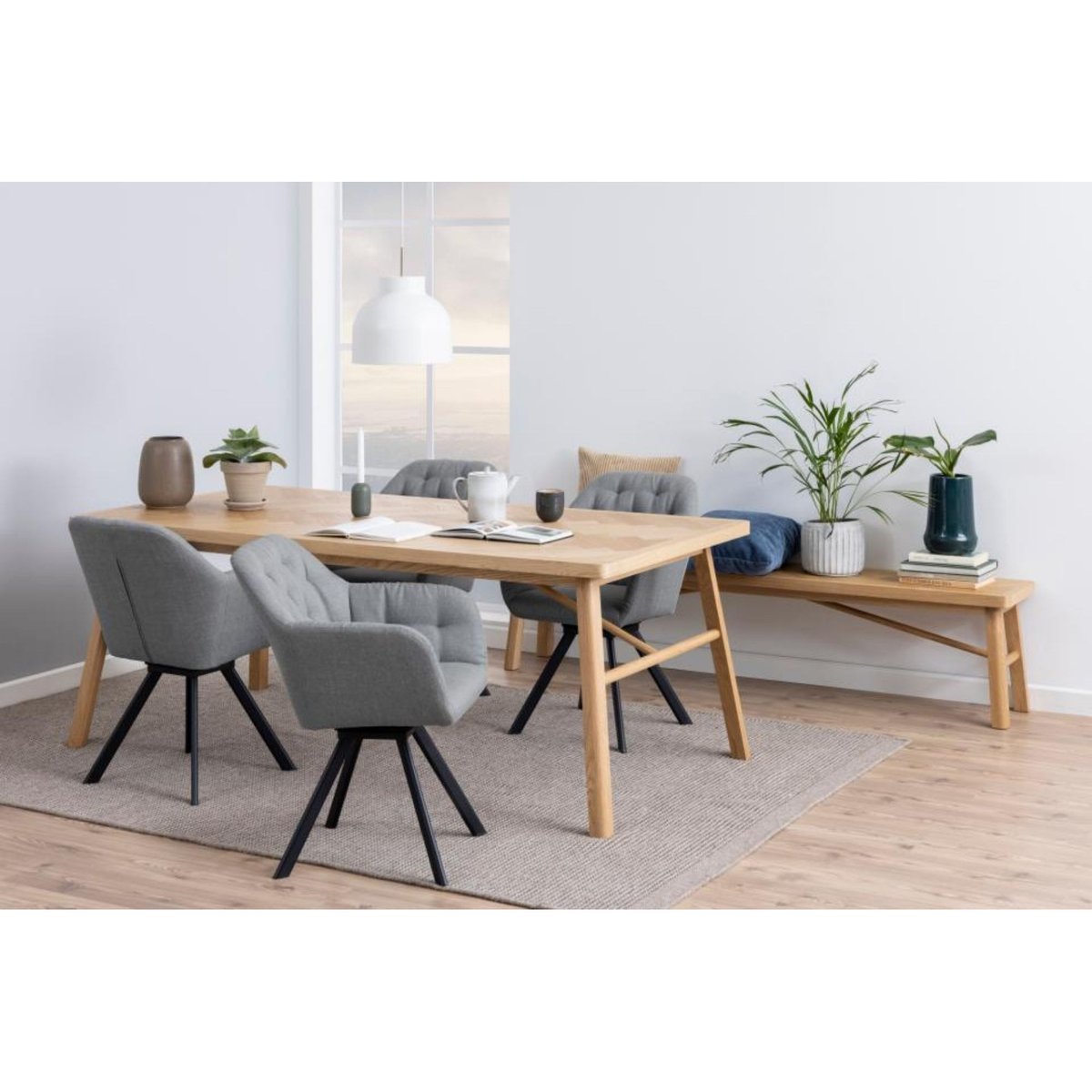 Table à manger rectangulaire en chêne L200 de style scandinave - WALY bois clair, HELLIN, DEPUIS 1862
