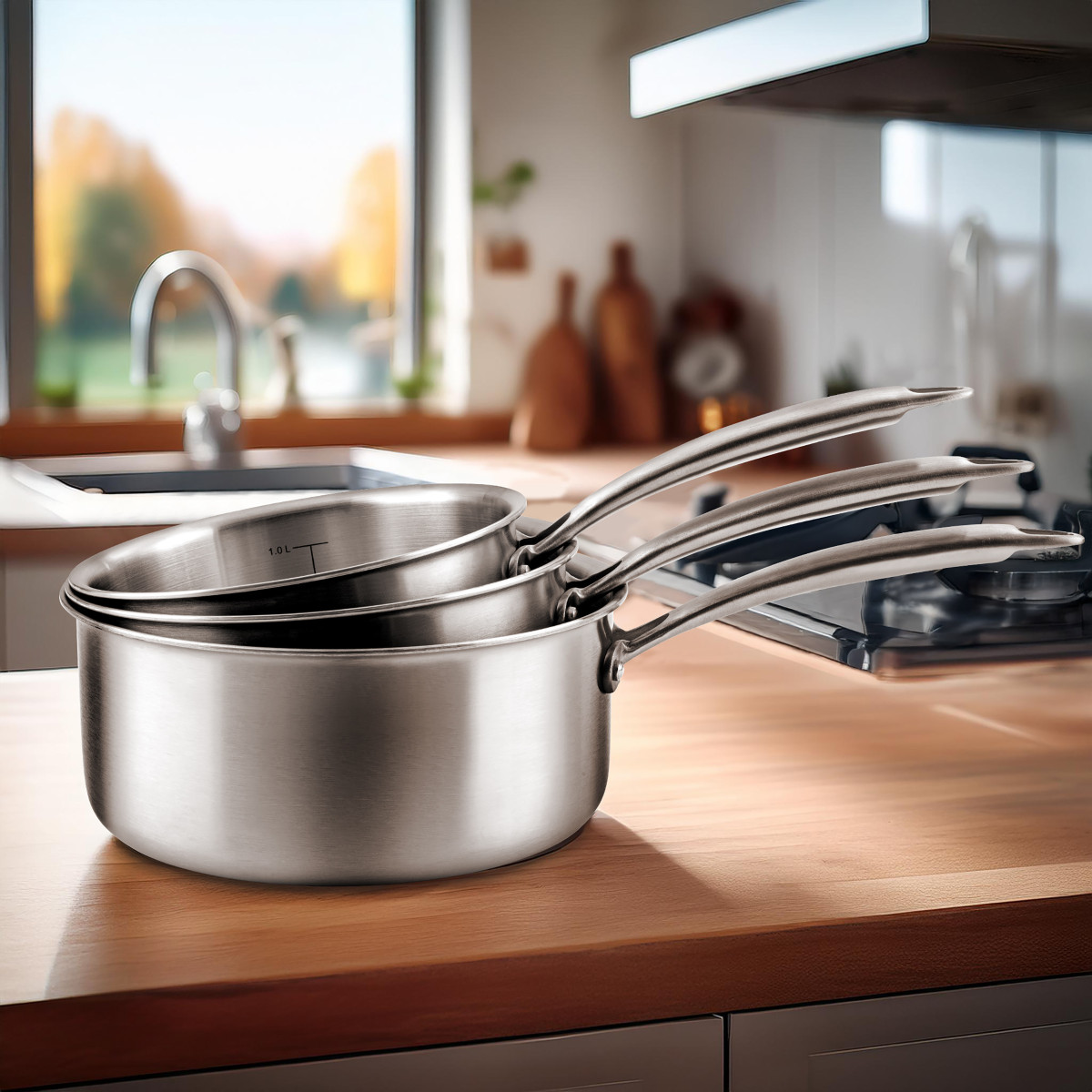 Lot de 3 casseroles 16, 18 et 20 cm - GOURMET inox, CUISINOX
