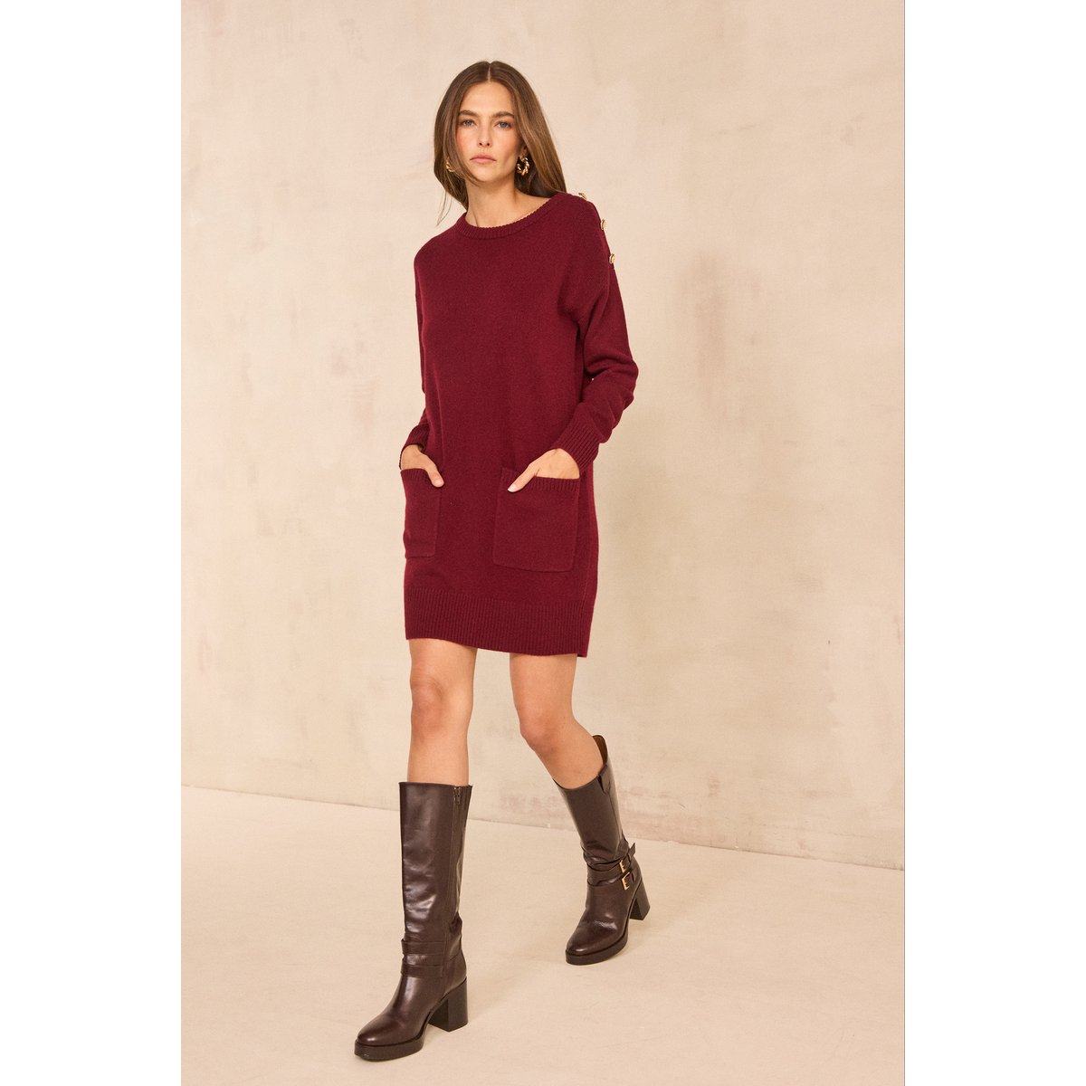Robe pull BENIE bordeaux, Maison 123