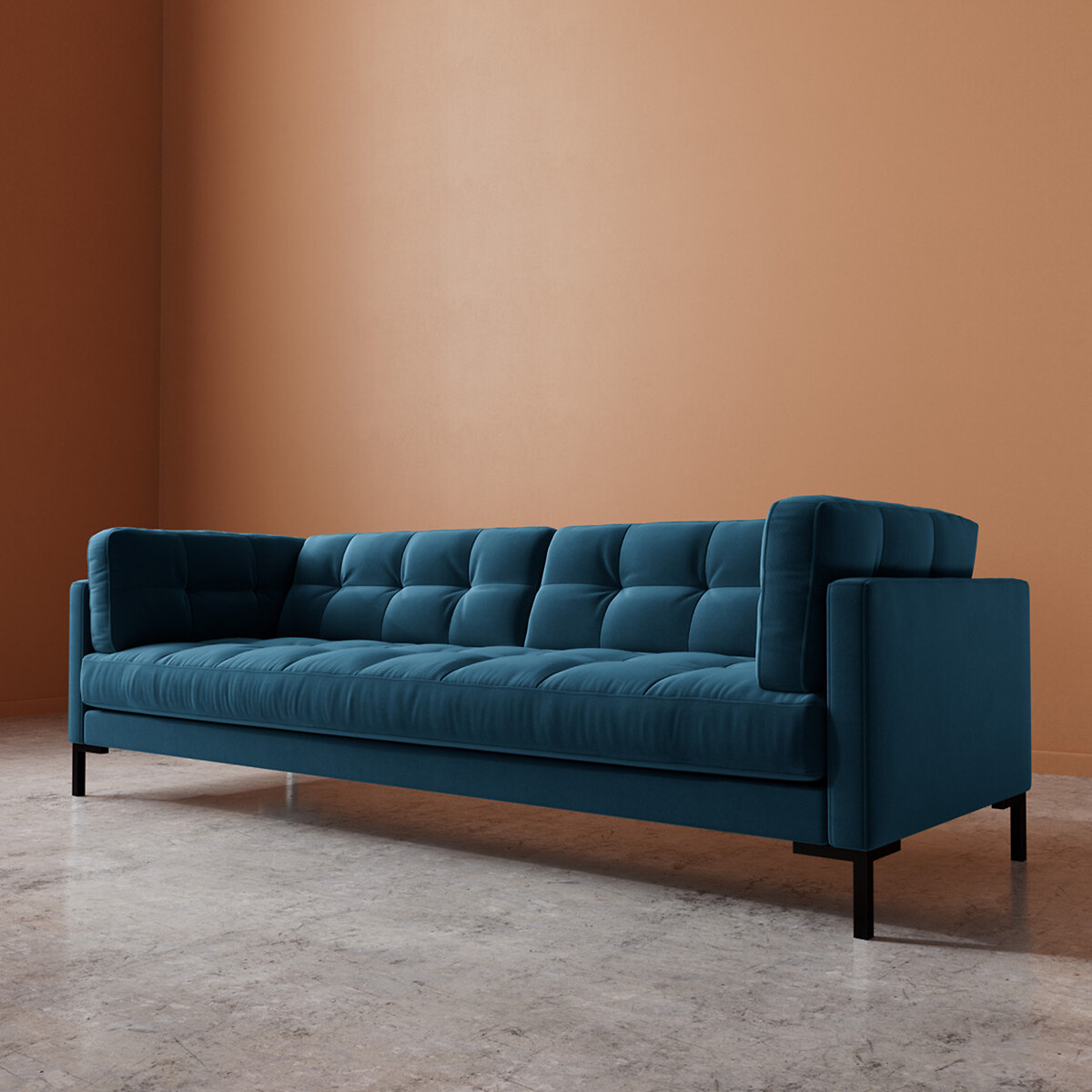 Landau Velvet 2/3/4 Seater Sofa petrol blue, SWOON
