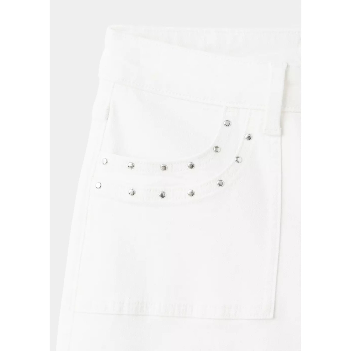 Jean taille basse à clous blanc cassé, MANGO TEEN
