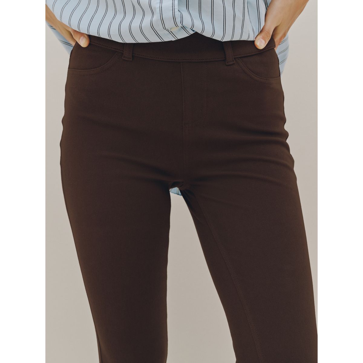 Legging évasé en jersey denim, lot de 2 noir/marron chocolat, NEXT