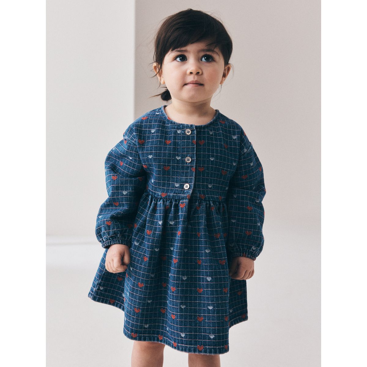 Robe en denim manches longues avec cœur jena bleu, NEXT