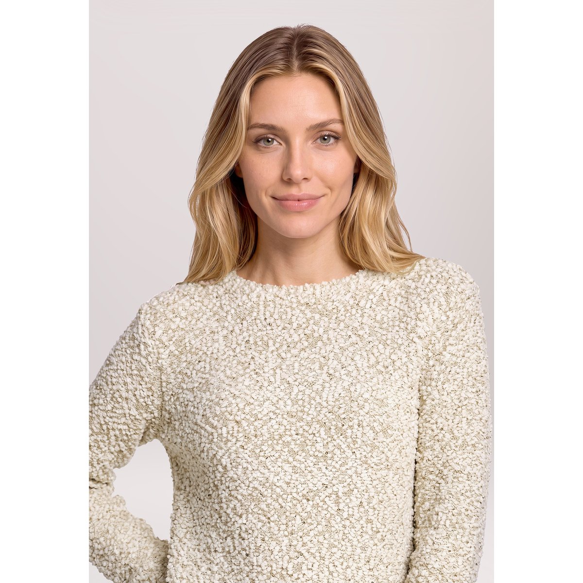 Pull-over en maille à teneur en fil fantaisie white sand, BETTY & CO