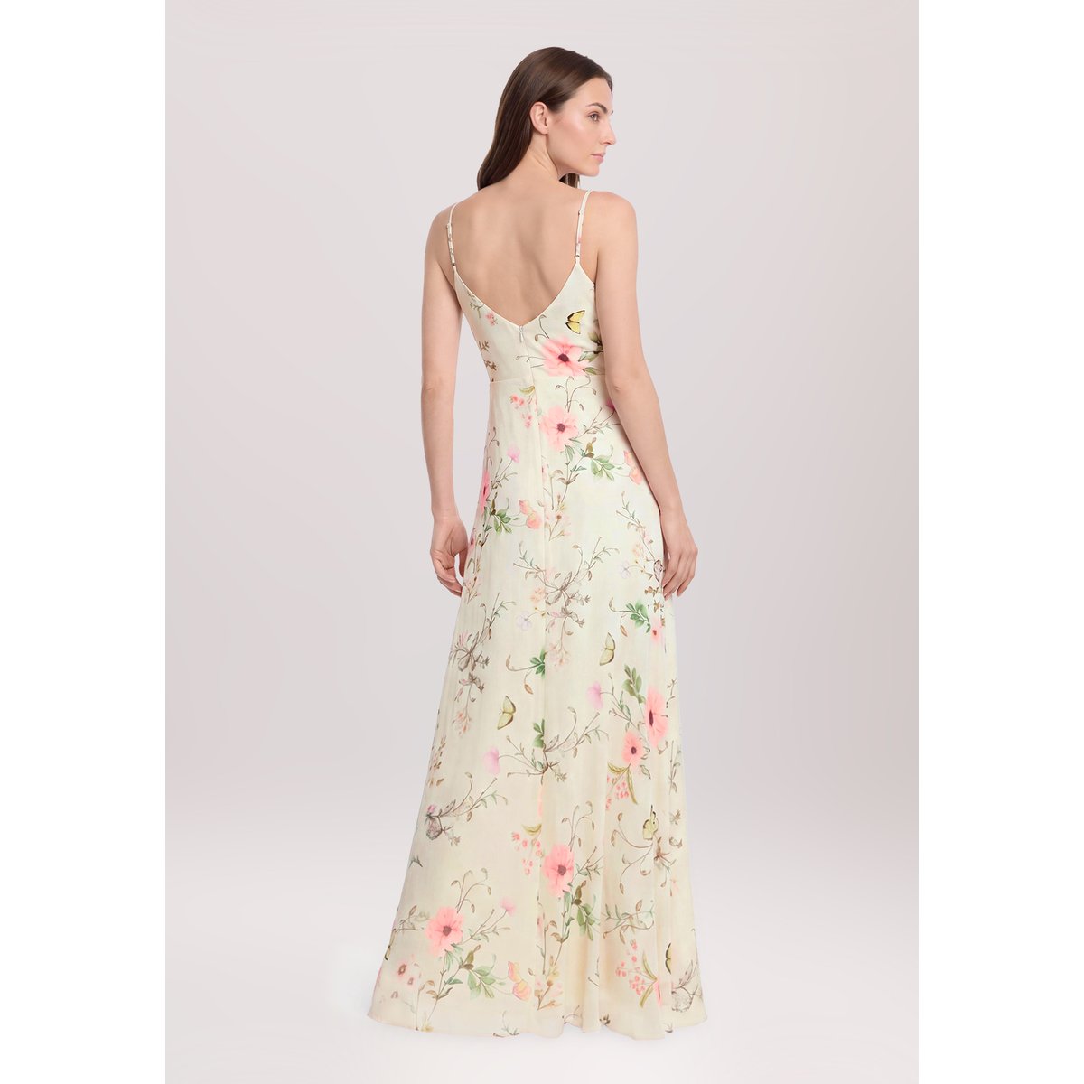 Robe de soirée à motifs cream/rosé, VERA MONT