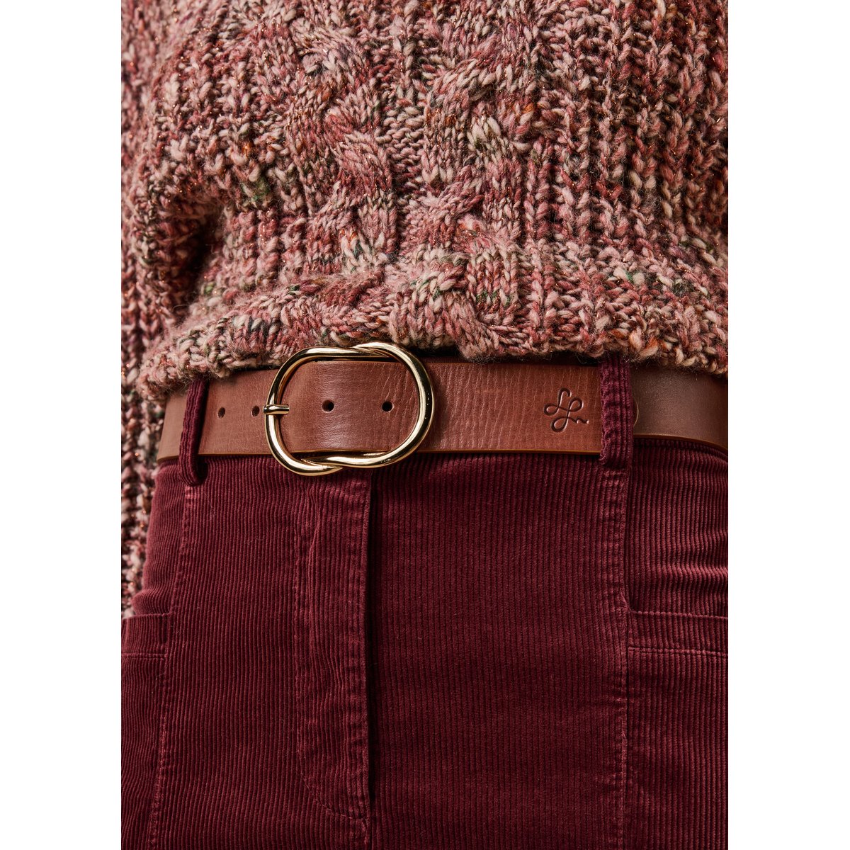 Ceinture en cuir boucle ovale camel, LA FEE MARABOUTEE