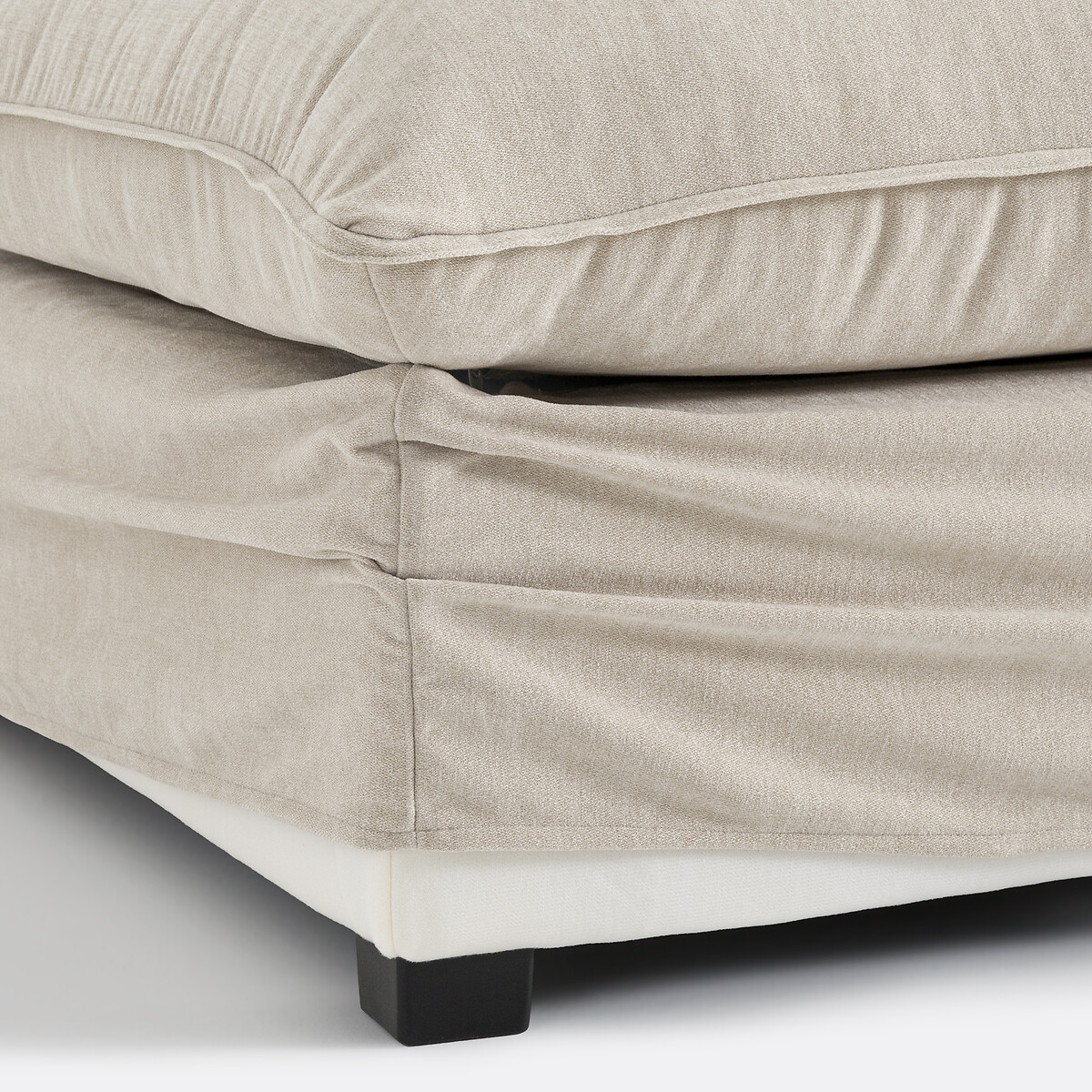 Pouf, déhoussable, en polyester chiné, ODNA beige, LA REDOUTE INTERIEURS