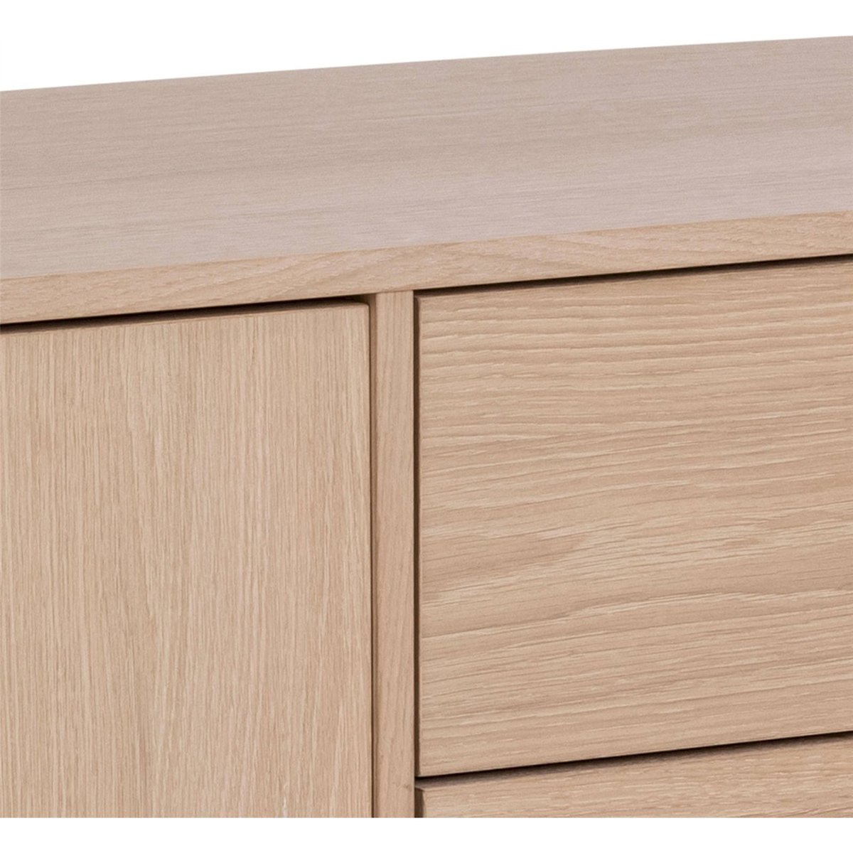 Commode style scandinave collection DORCHIS chêne clair pigmenté blanc, RECOLLECTION