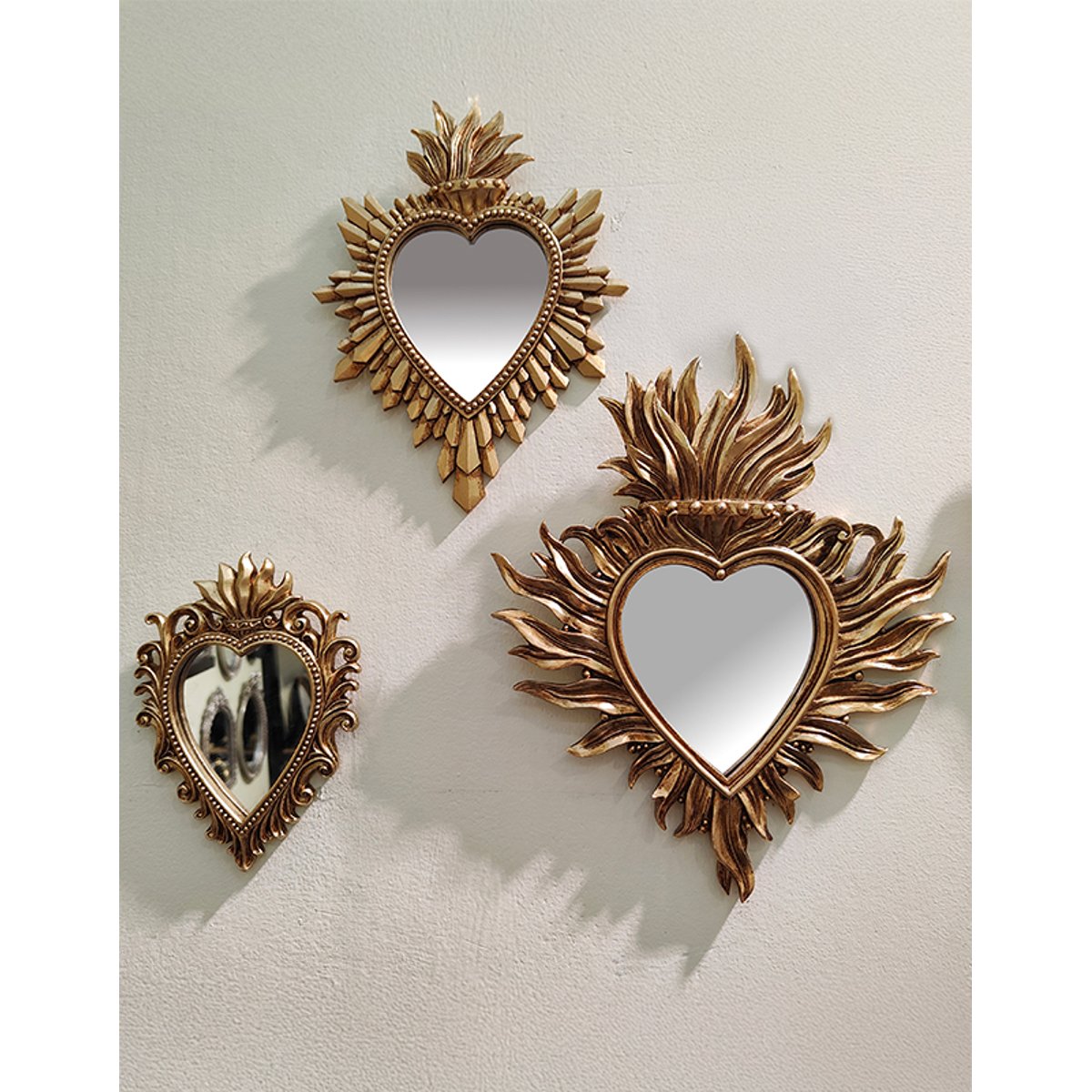 Déco murale ex-voto miroir 21.8x26cm or, EMDE