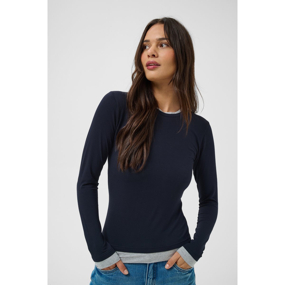 T-shirt à manches longues bleu salute, KAFFE