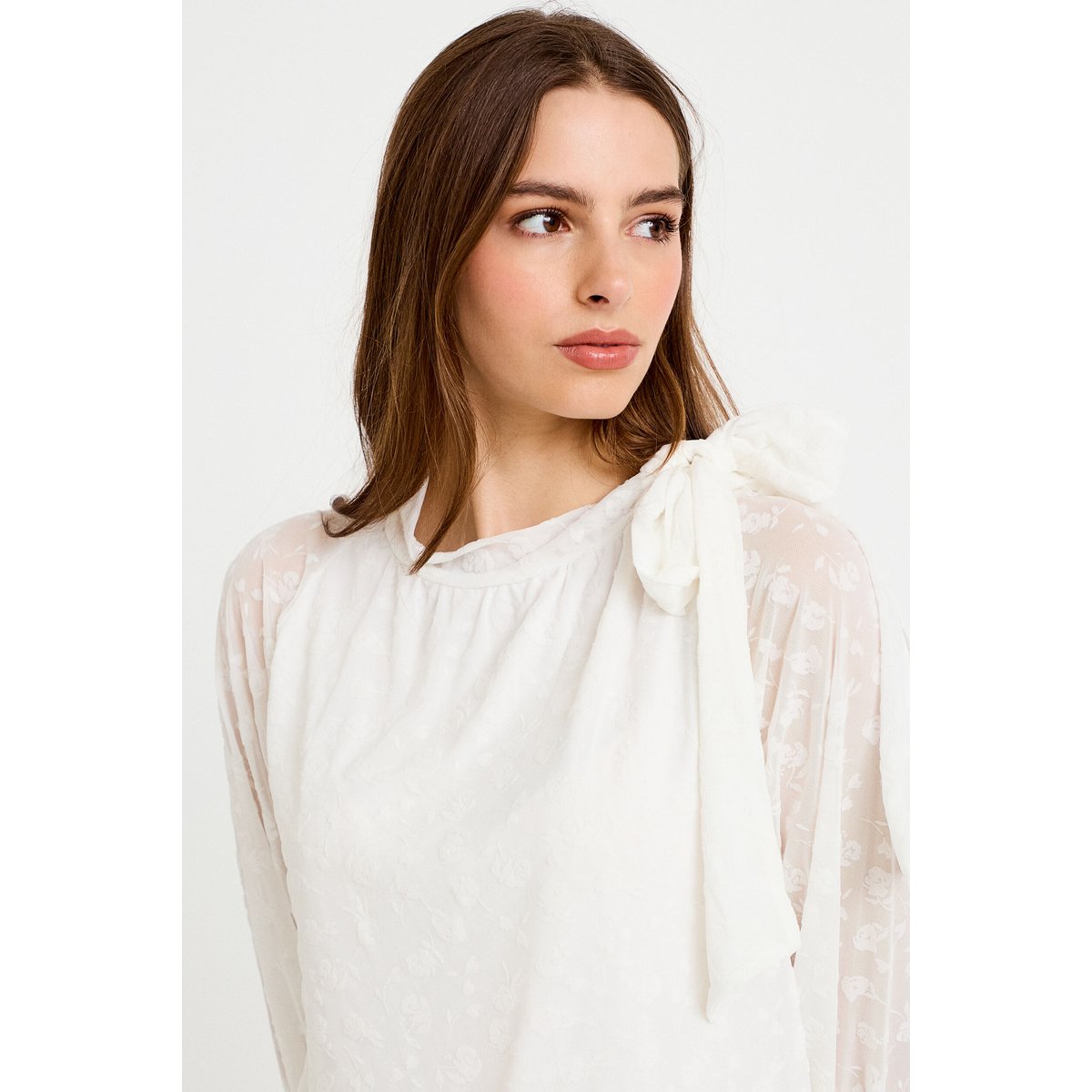 Blouse droite manches longues ecru, CACHE CACHE