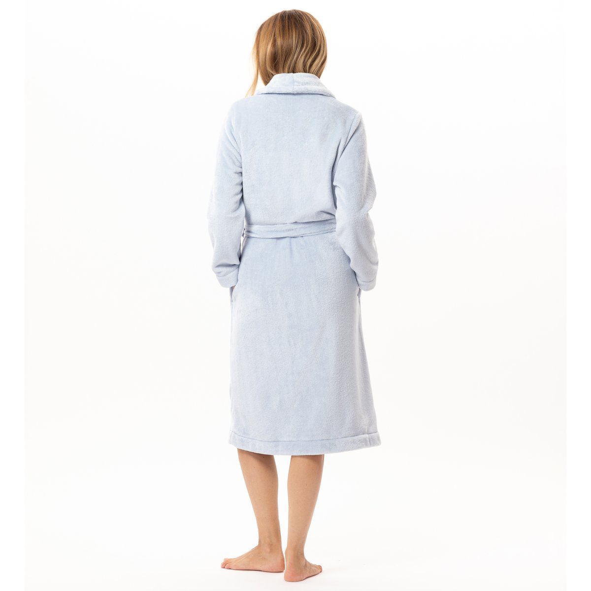 Peignoir croisé en peluche flanelle ESSENTIEL H61B bleu, LE CHAT