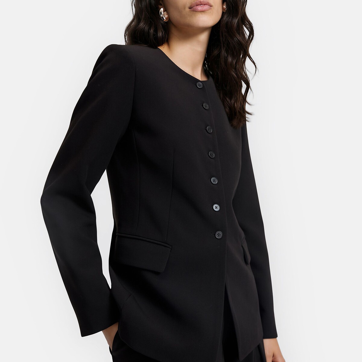 Giacca con collo rotondo e linea aderente nero , LA REDOUTE COLLECTIONS