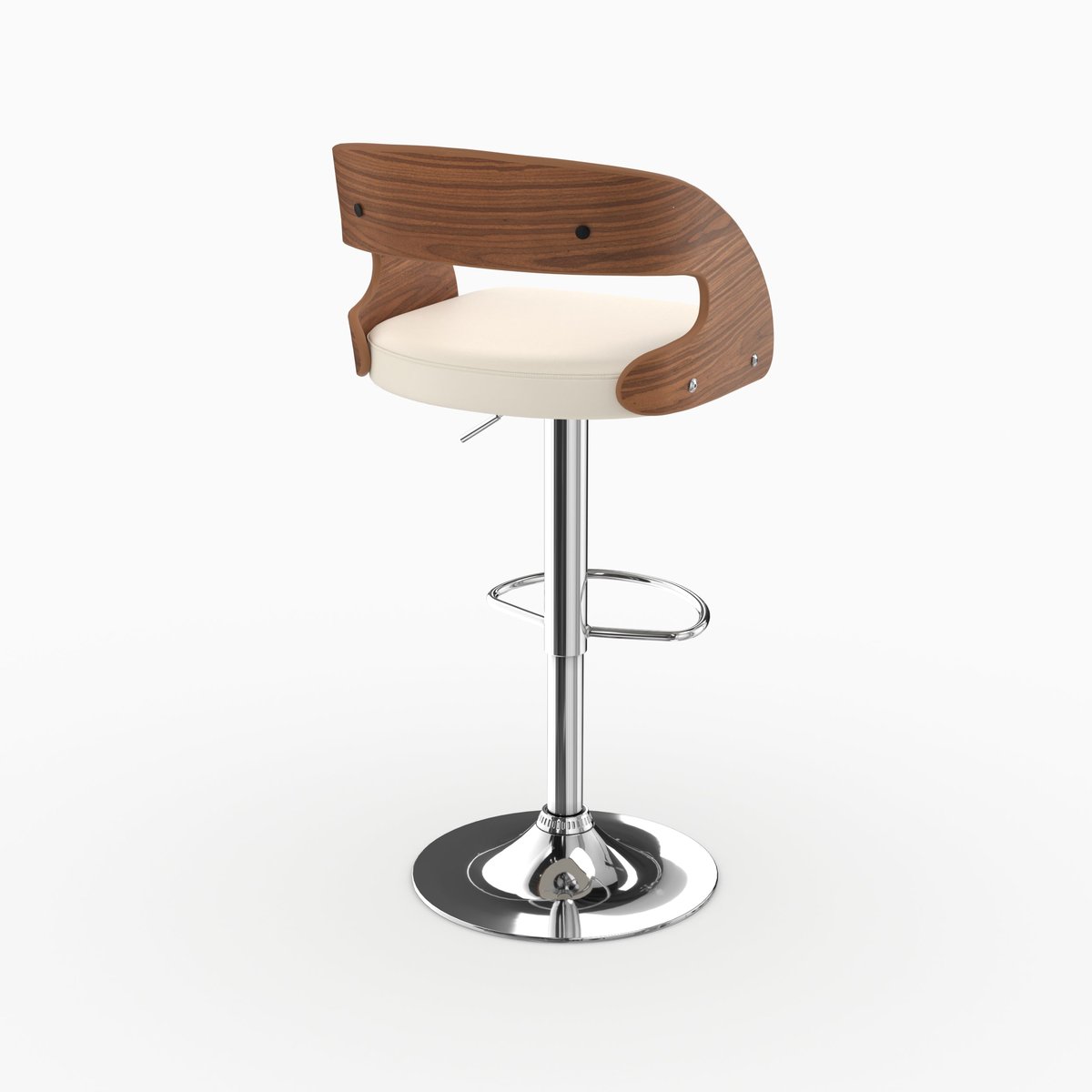 Chaise de bar réglable 62/84 cm en cuir synthétique - LOUIS blanc, MAISON PAVANE