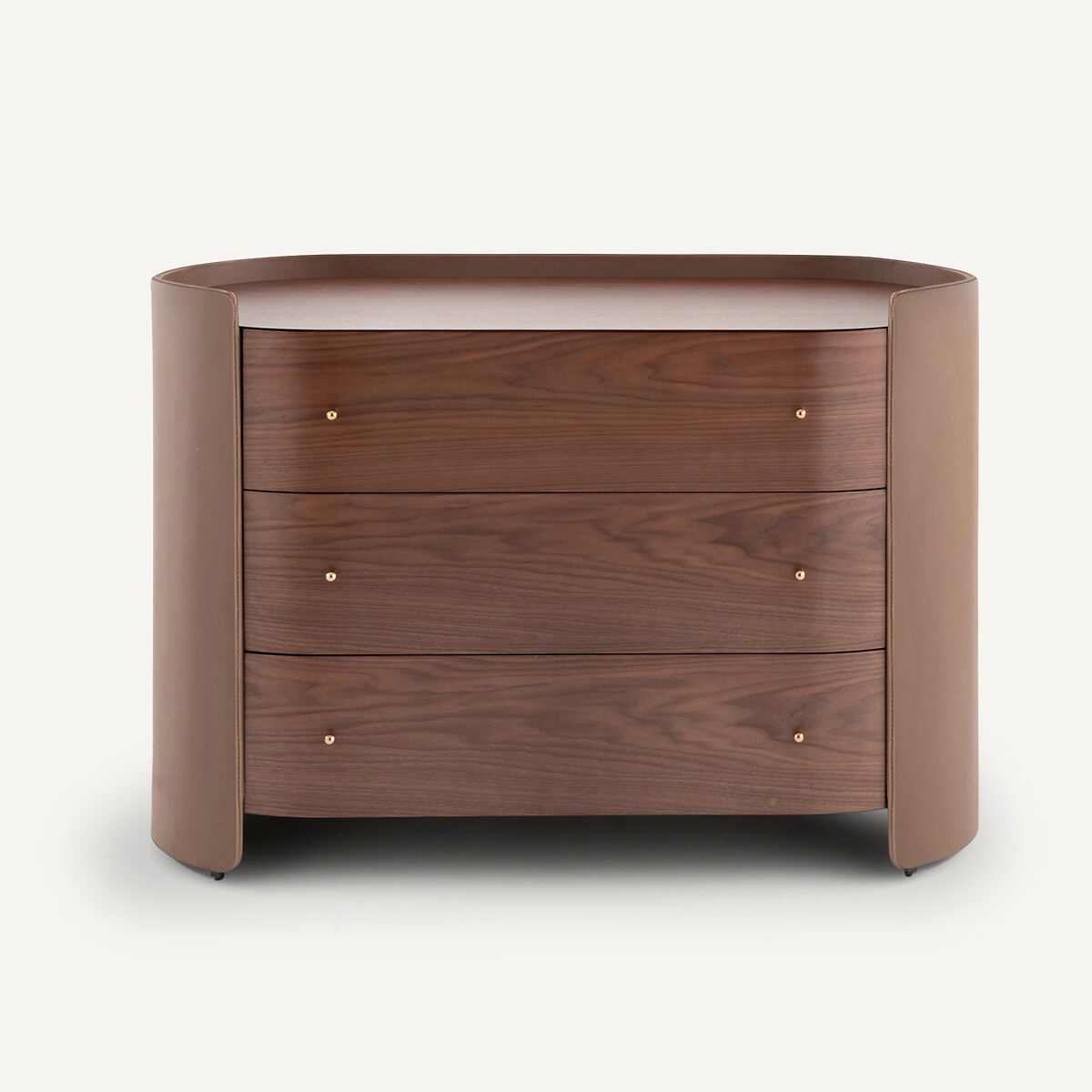 Commode 3 tiroirs plaqué noyer et cuir, Firmo noyer, AM.PM