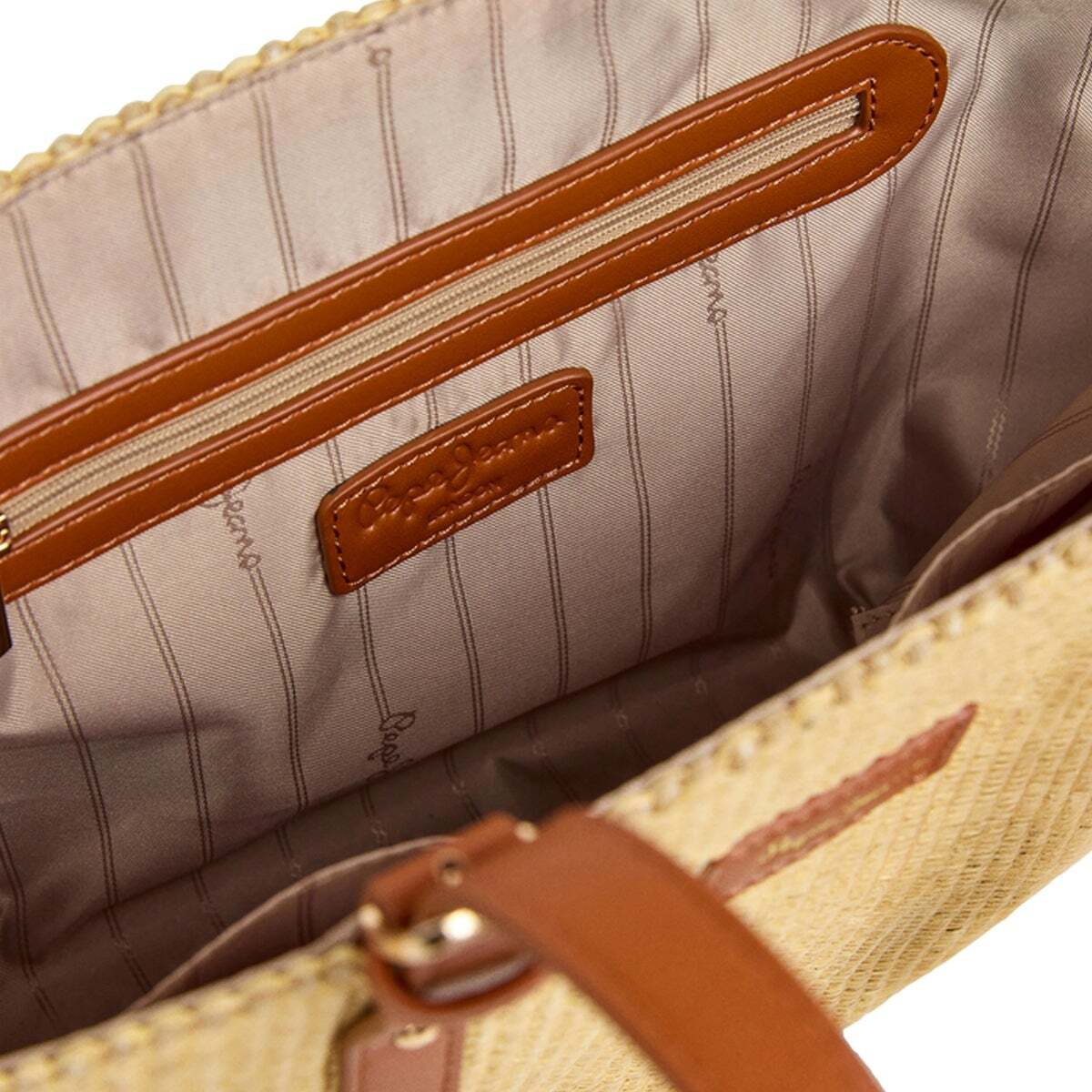 Sac Shopper En Rafia brun, PEPE JEANS