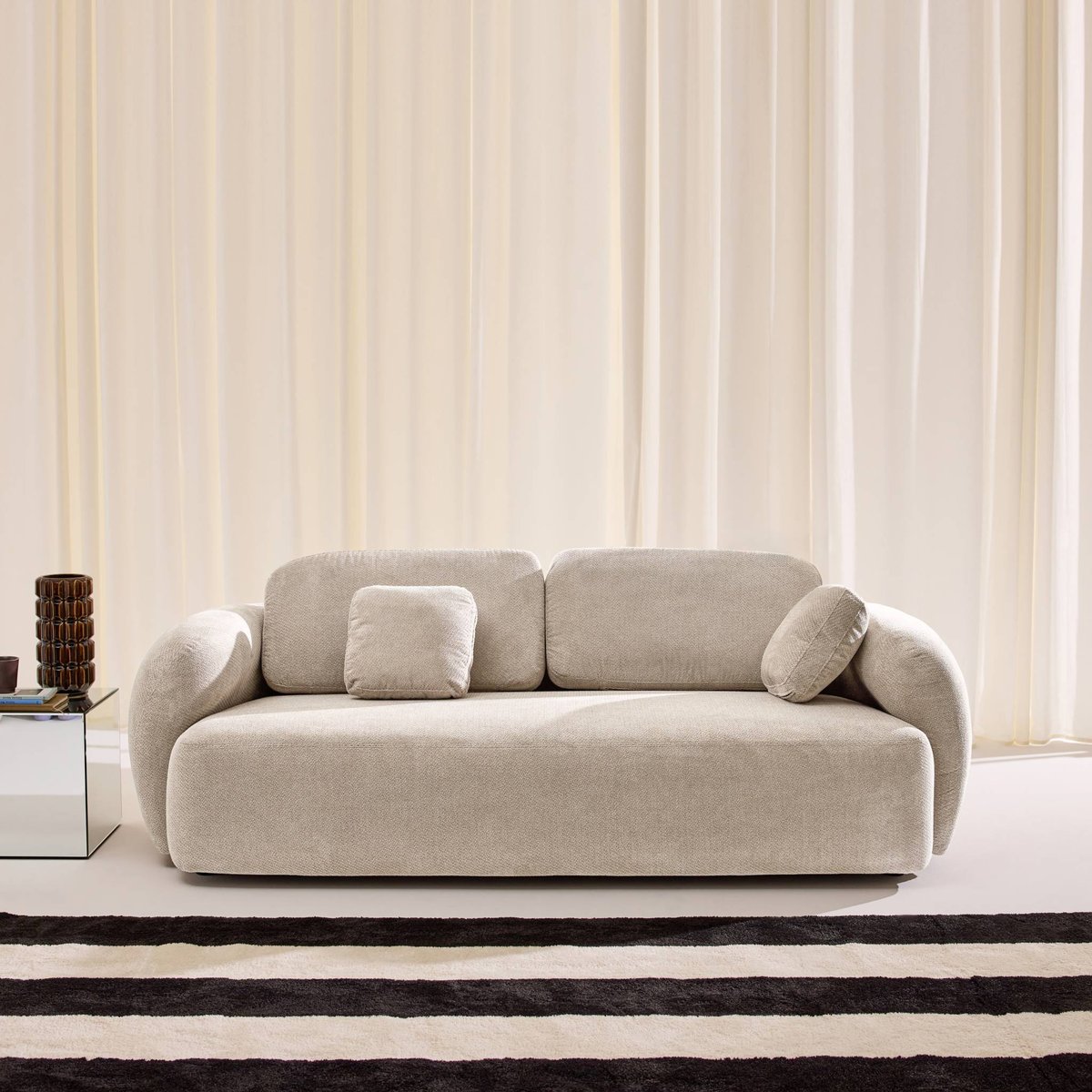 Canapé 3 places tissu chenille CLOUD blanc, SWEEEK