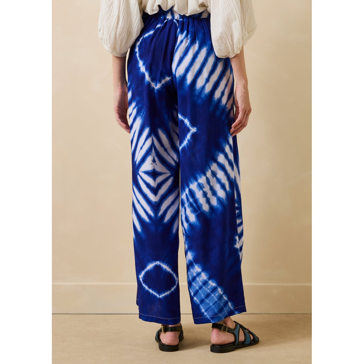 Pantalon large à imprimé ceinturé bleu, LA FEE MARABOUTEE