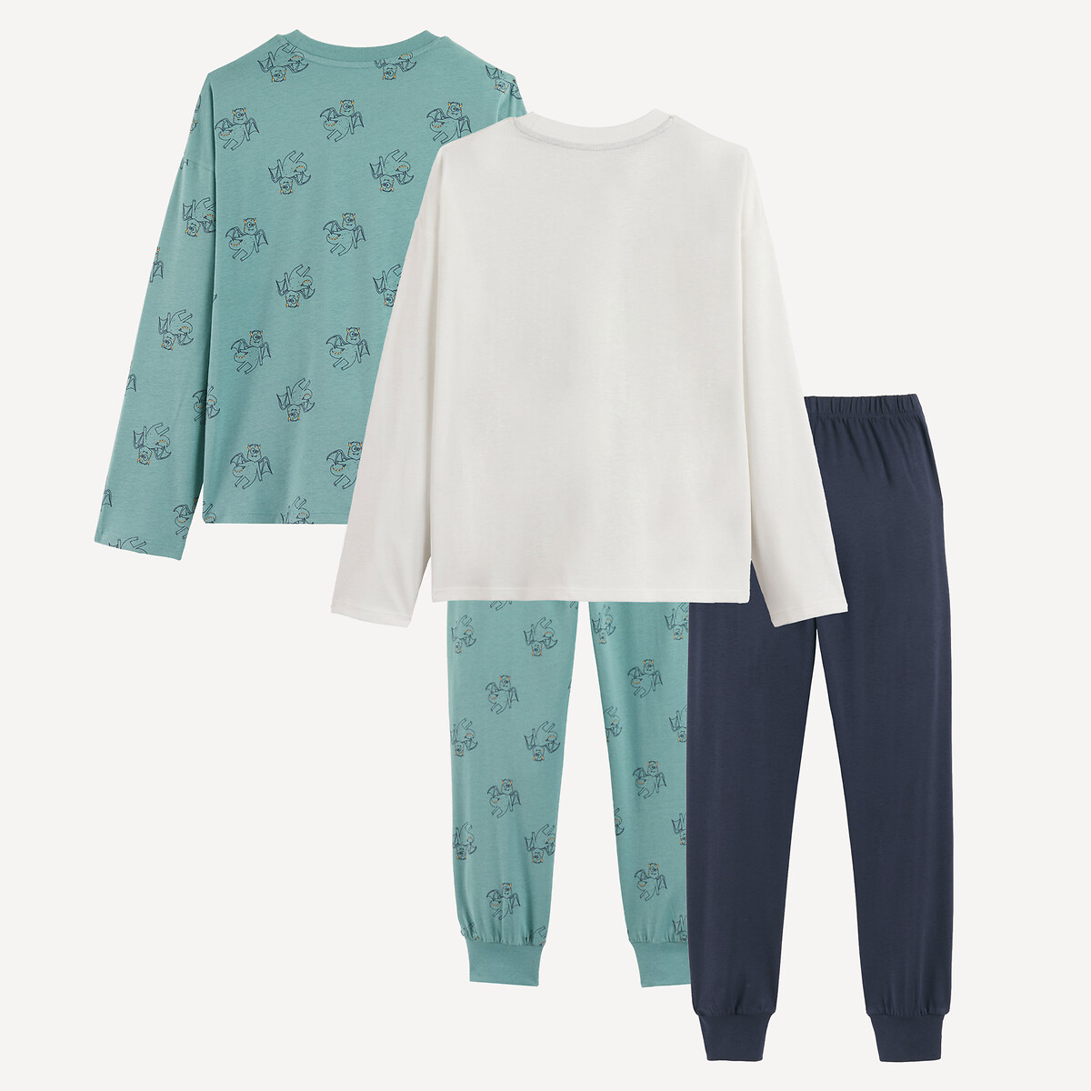 Lot de 2 pyjamas en jersey, imprimé monstres assortis, LA REDOUTE COLLECTIONS