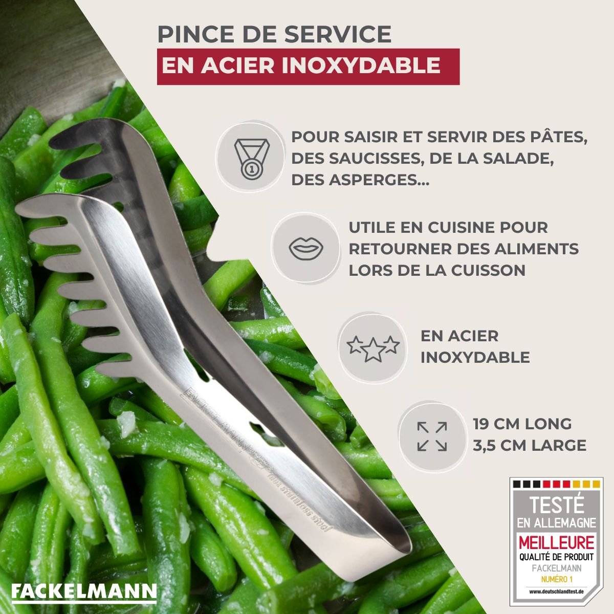 Pince à spaghettis, de cuisine gris, FACKELMANN